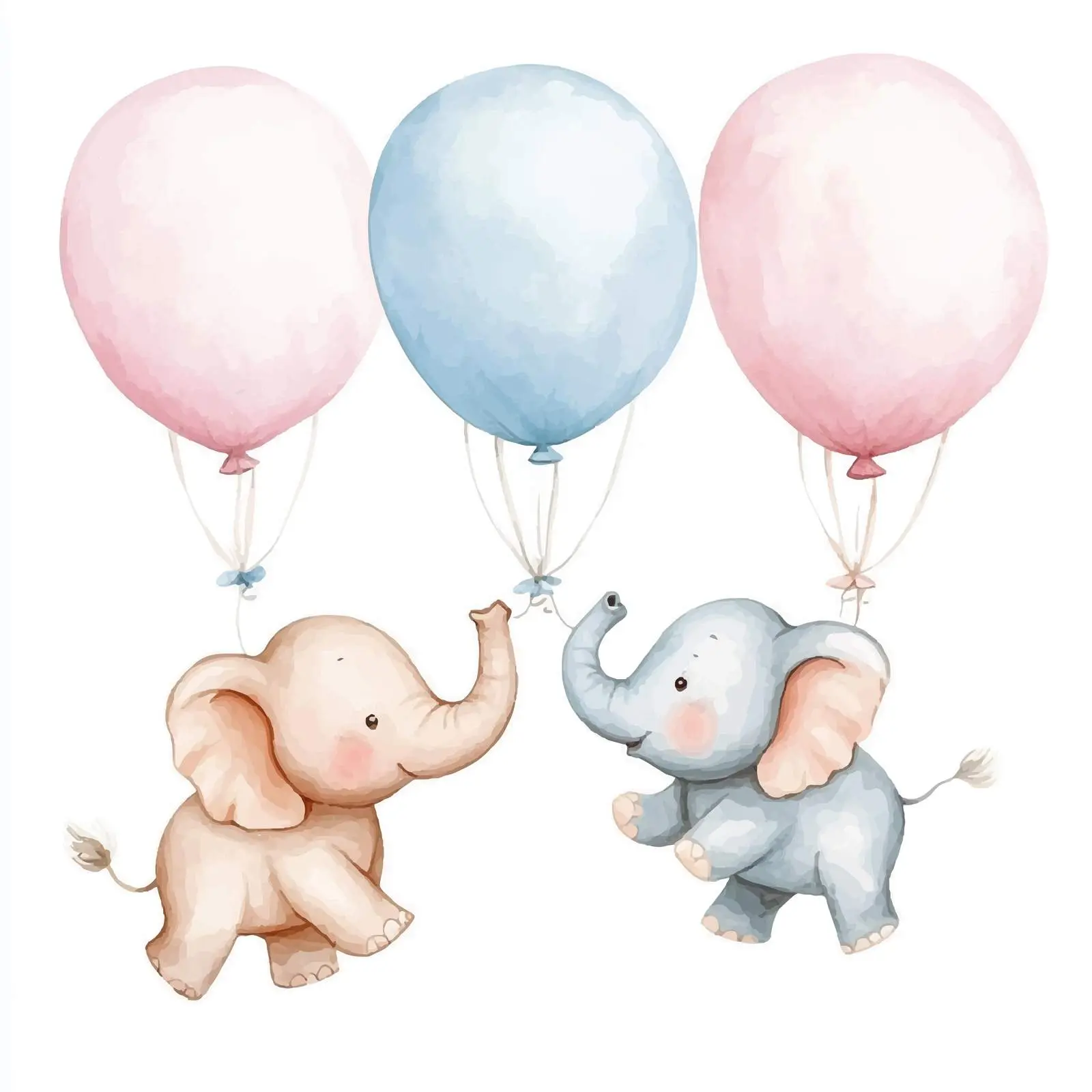 Cute Elephants Flying with Balloons – free fairytale image from Dotvec