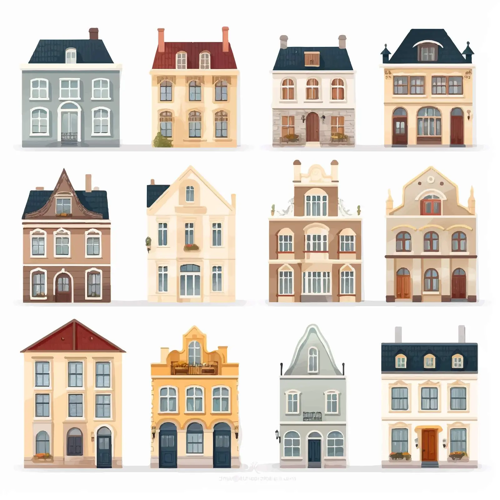 Charming European House Exteriors Collection — free download from Dotvec