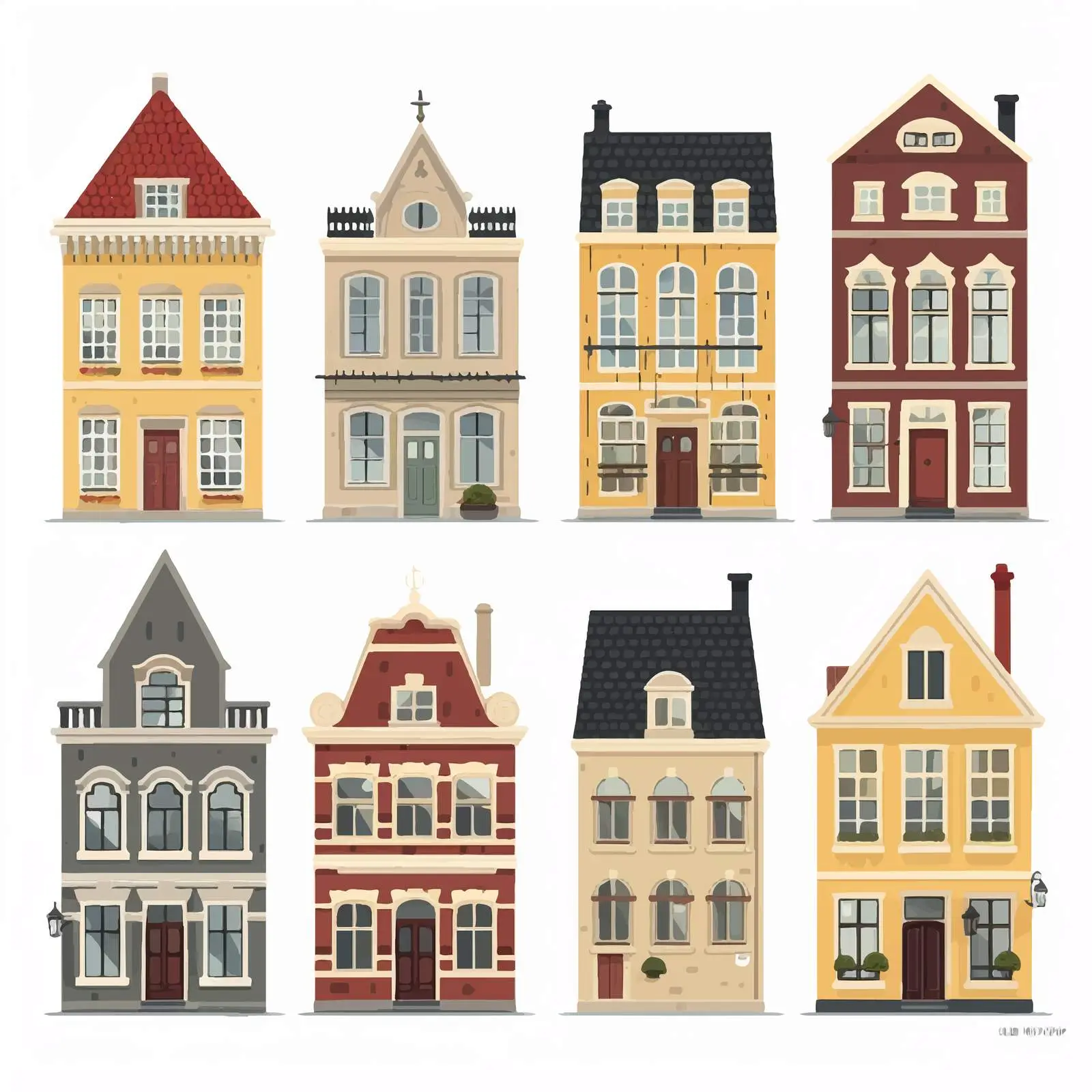 Charming European Urban House Exteriors — free download from Dotvec