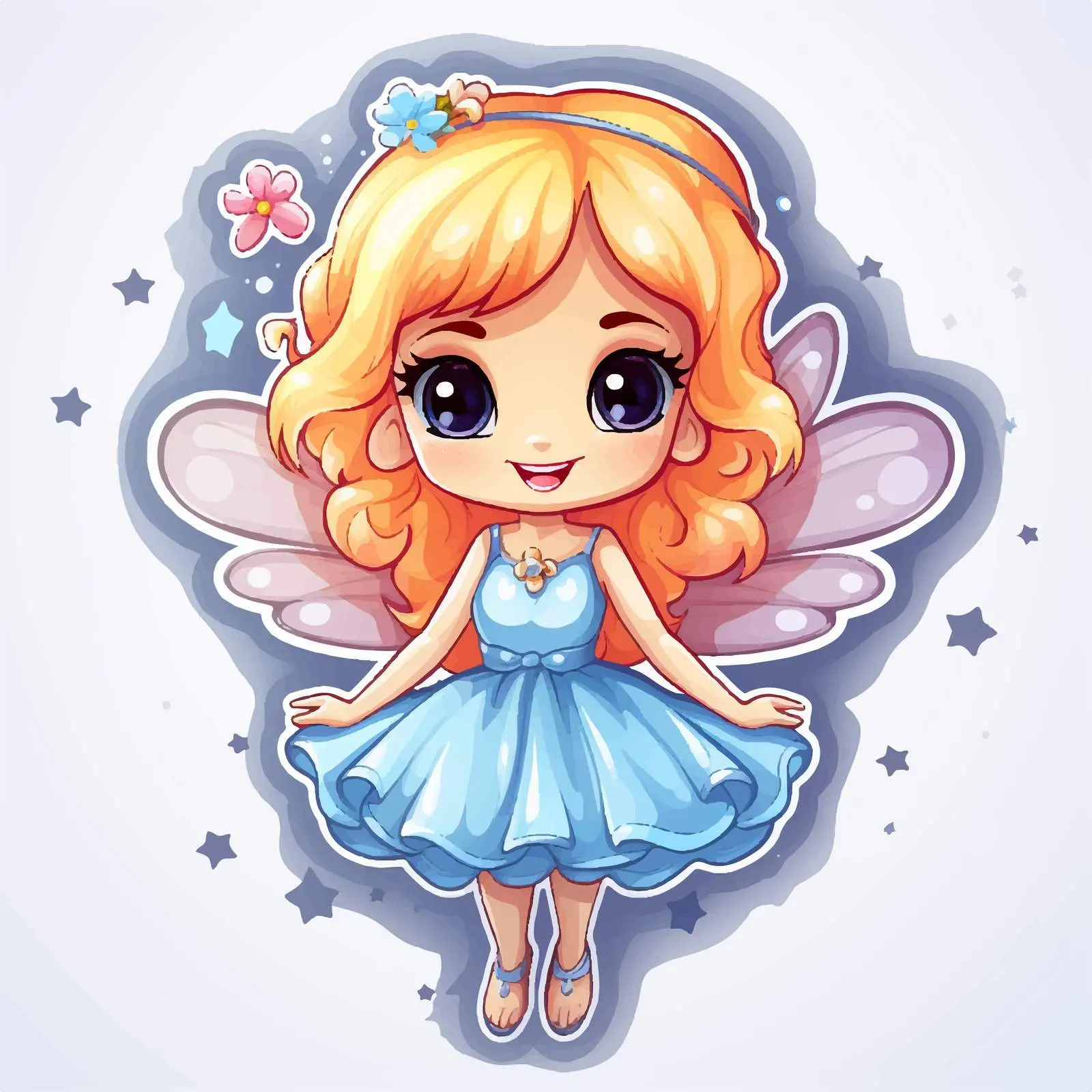 Cute Fairy Cartoon Character Sticker Illustration — free download from Dotvec
