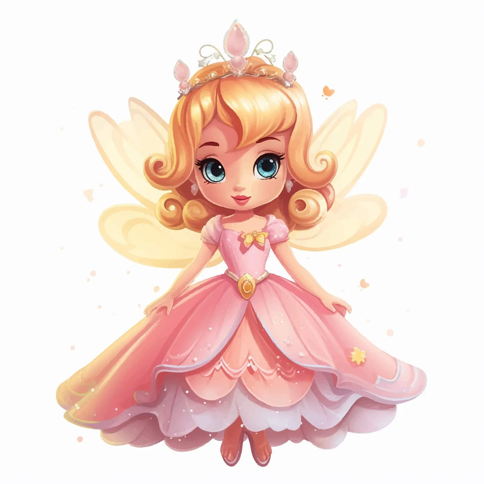 Cute Fairy Princess Cartoon Character Vector Illustration – free princess image from Dotvec