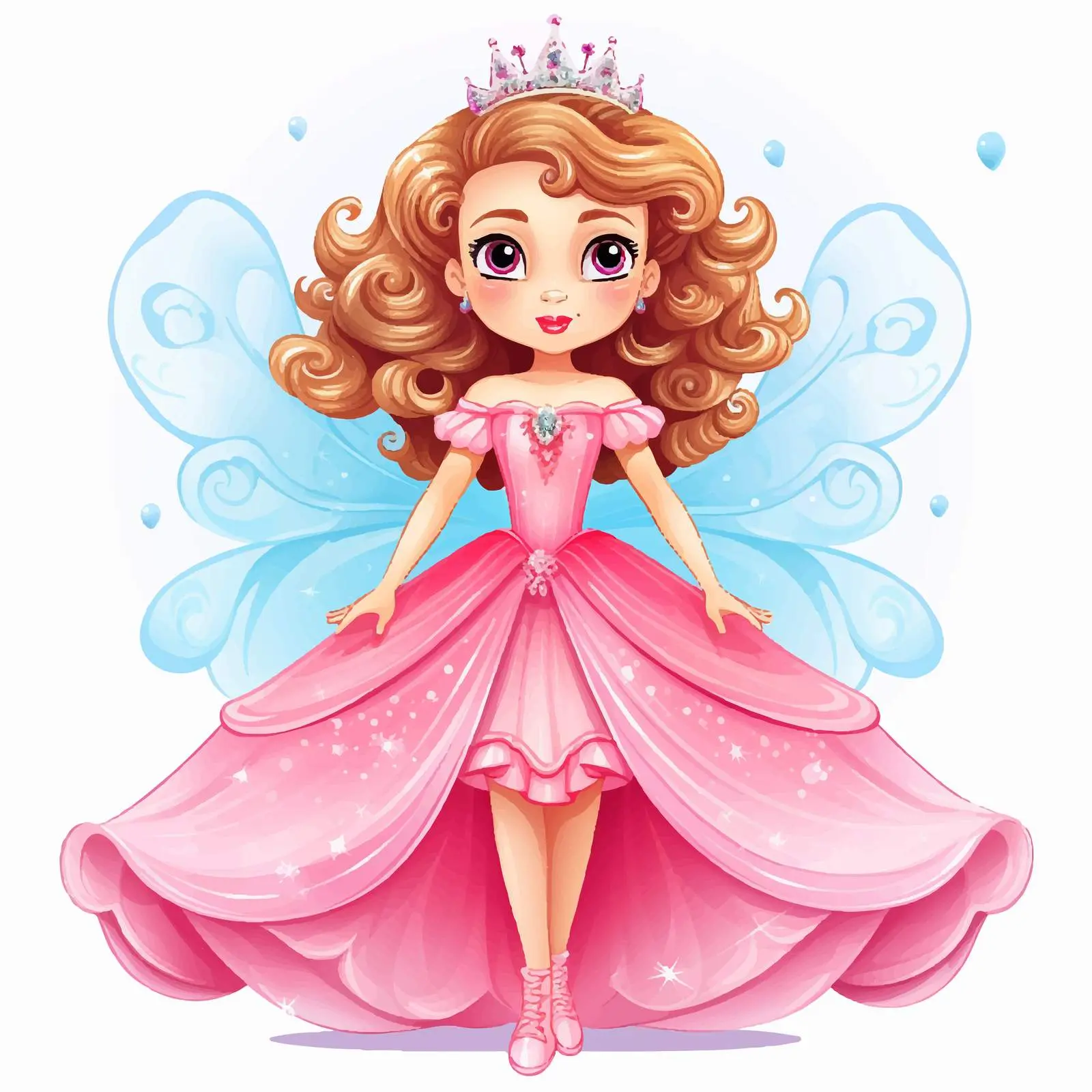 Cute Fairy Princess Cartoon Character Vector Illustration — free download from Dotvec
