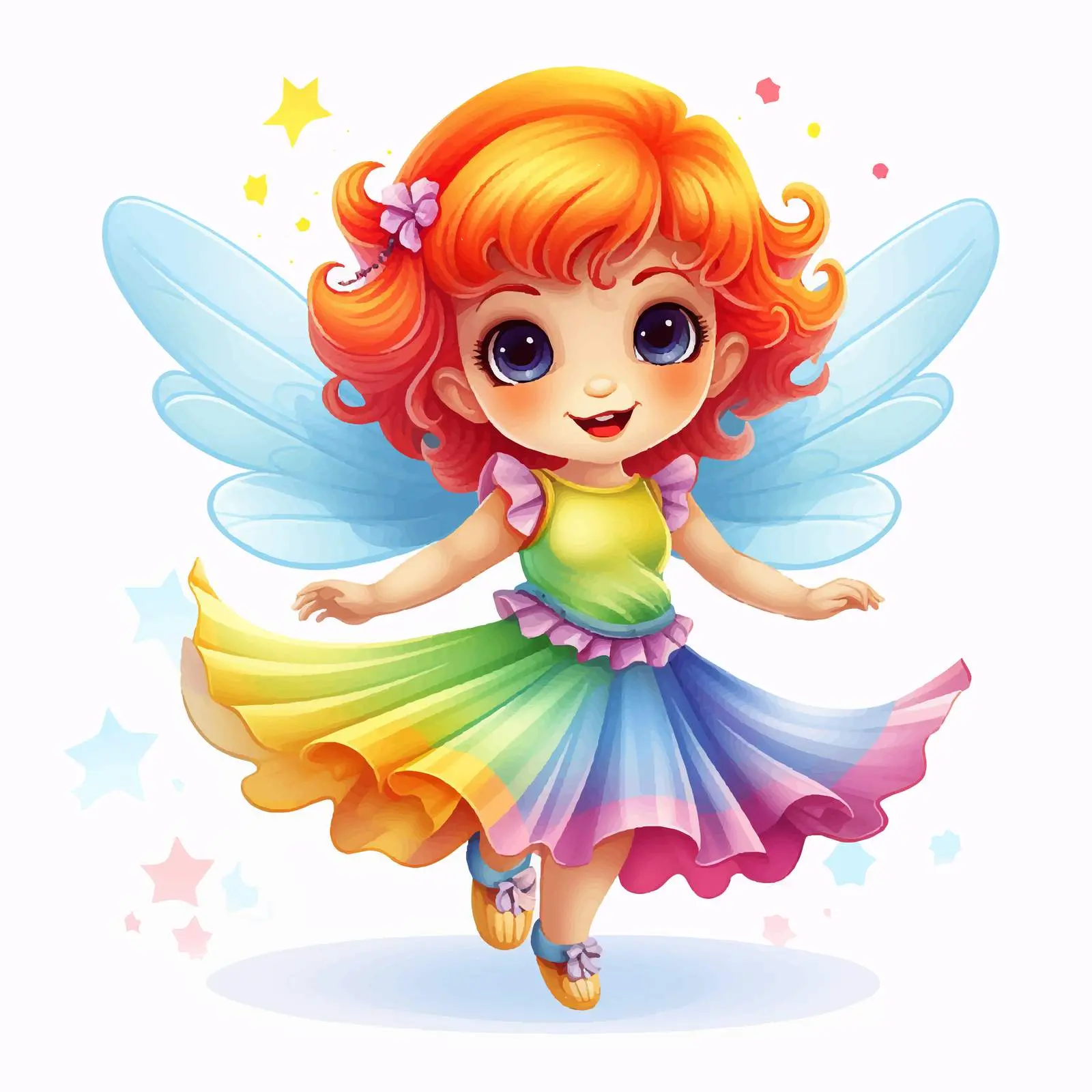 Fantasy Fairies Flying Over Rainbow — free download from Dotvec