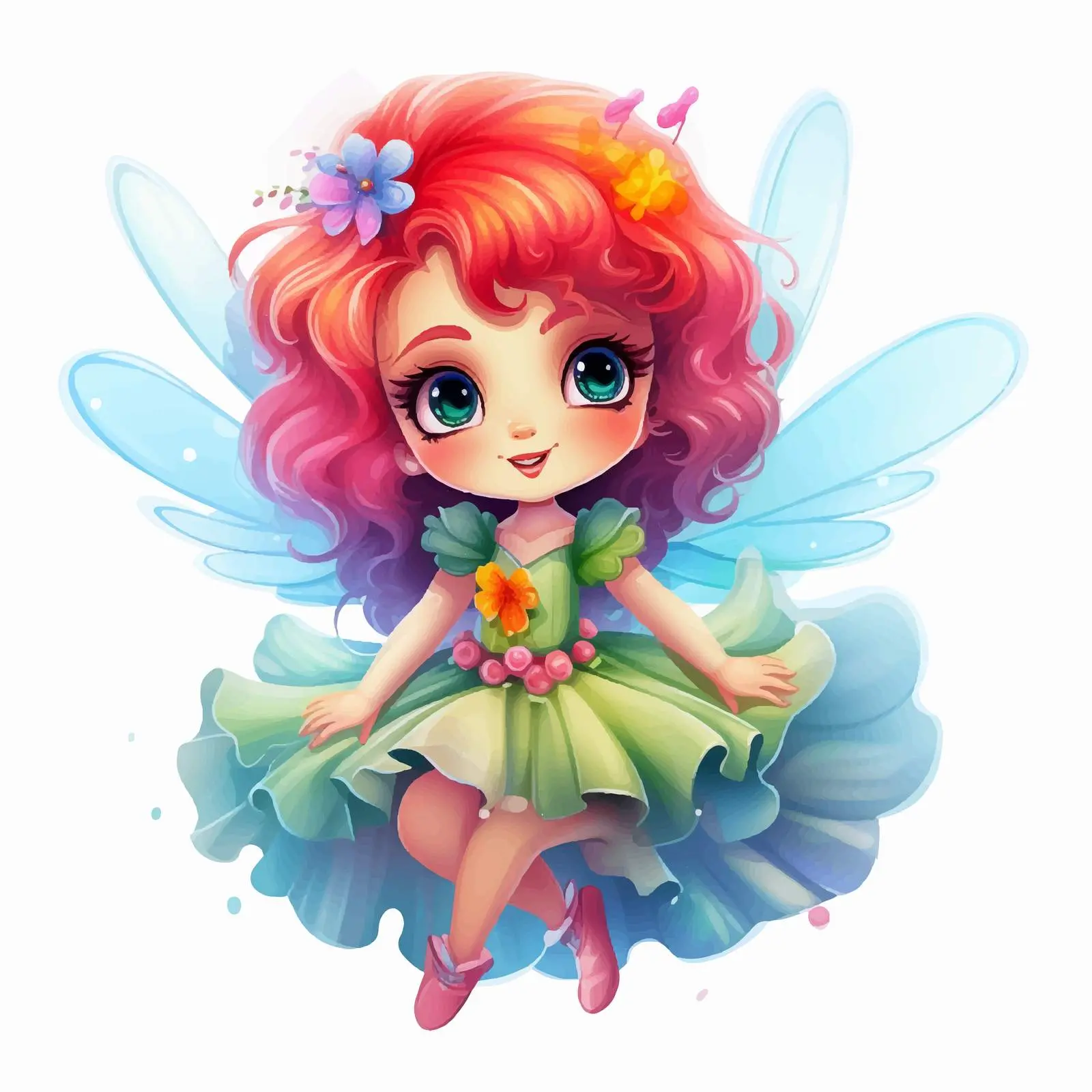 Colorful Fantasy Fairy Cartoon Character with Rainbow — free download from Dotvec