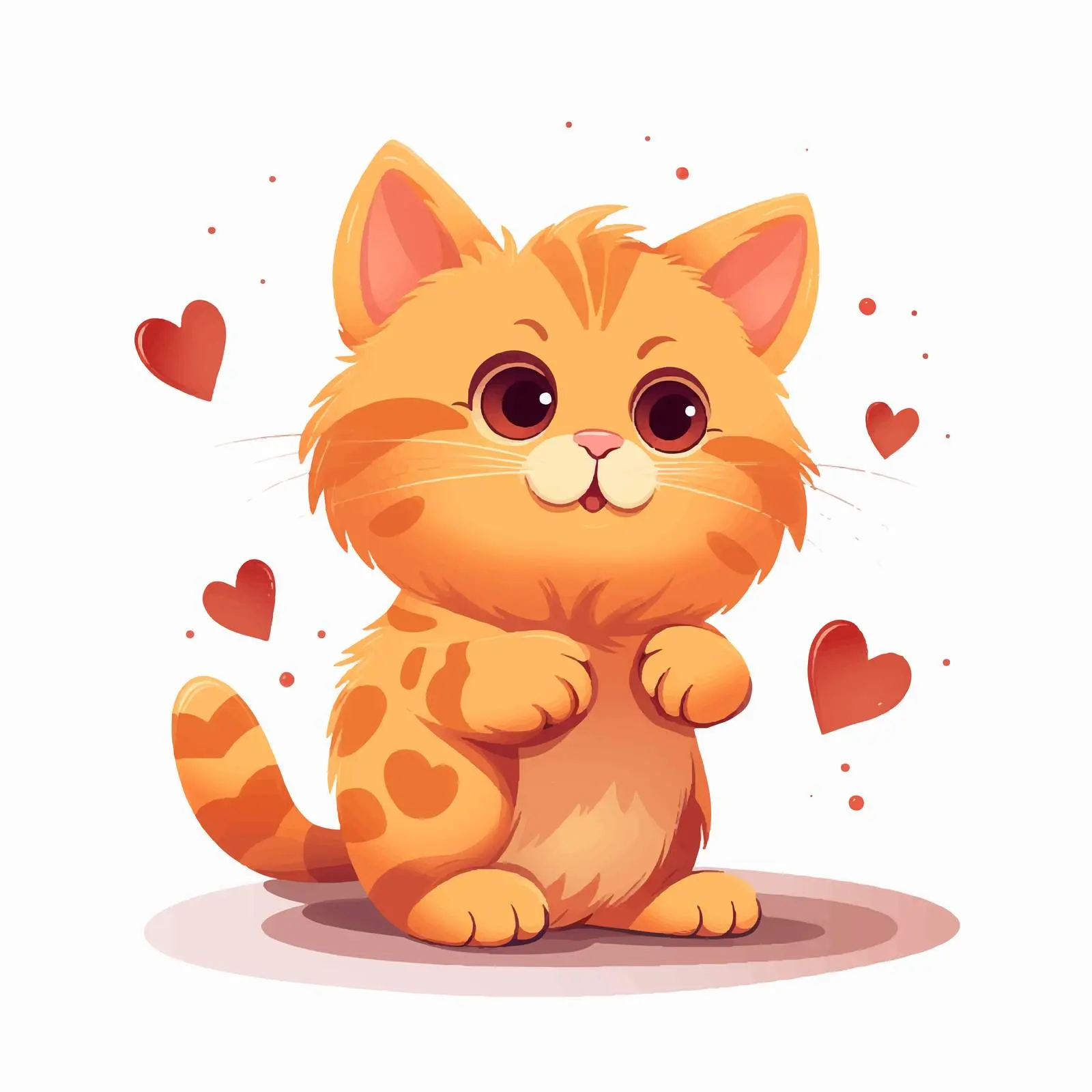 Cute Ginger Cat Paw Heart Shape Vector — free download from Dotvec