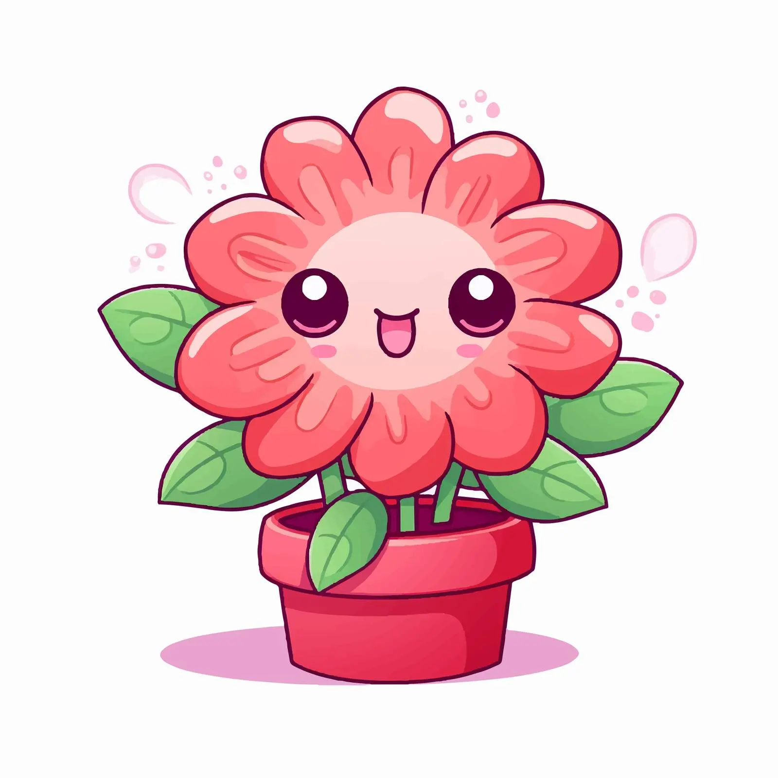 Cute Kawaii Flower Character Vector Illustration — free download from Dotvec