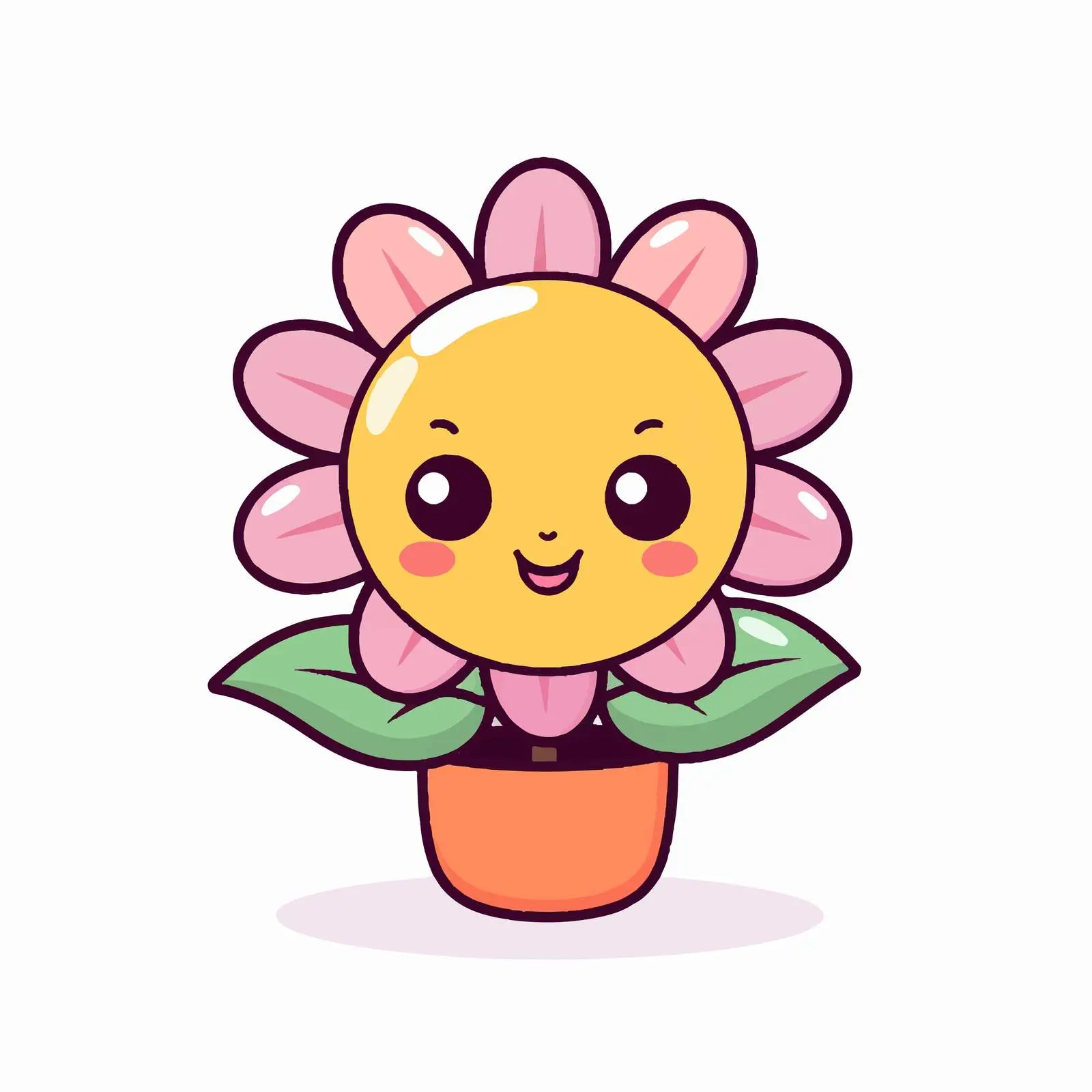 Kawaii Flower Character Cartoon Vector Illustration — free download from Dotvec