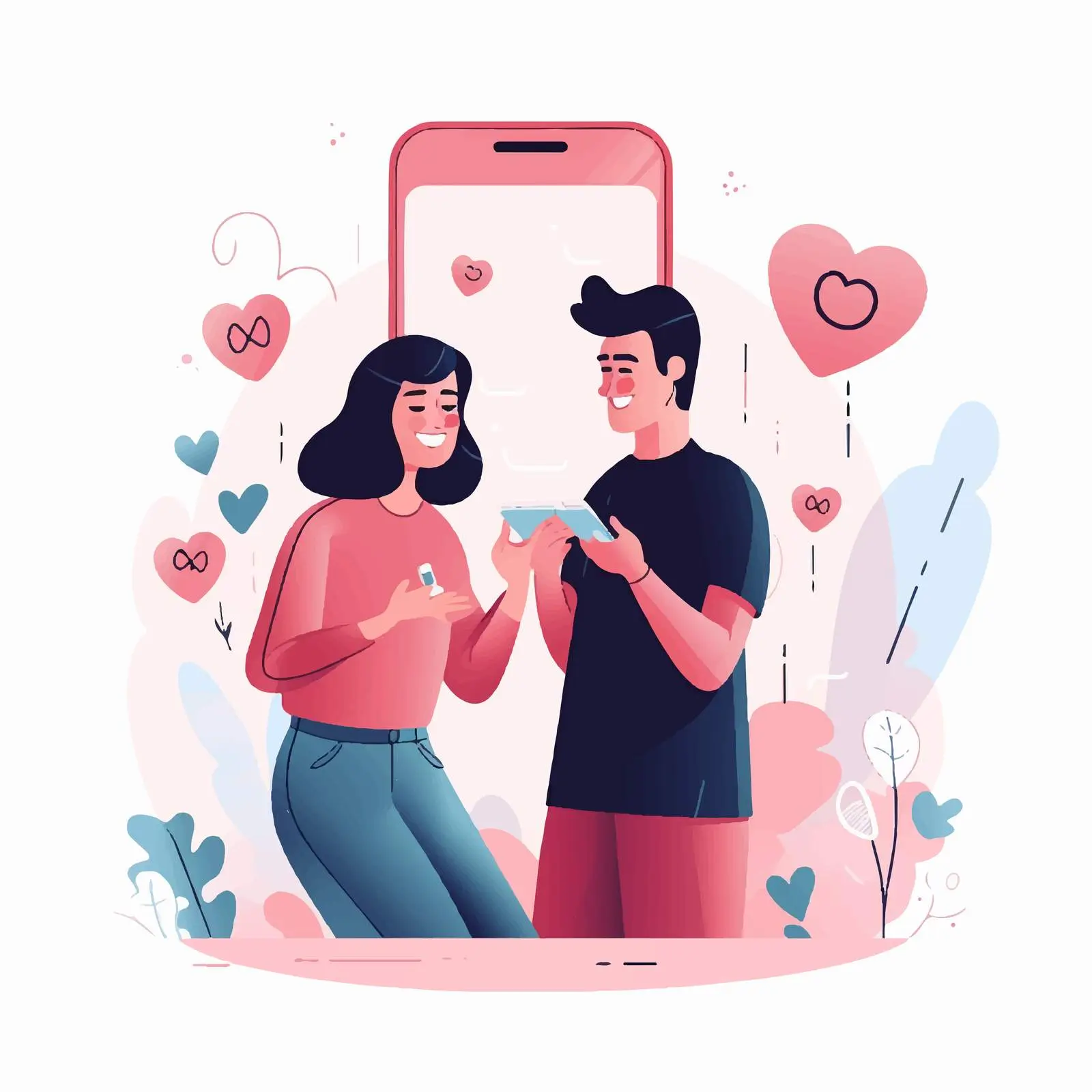 Cute Couple Video Chatting on Smartphone — free download from Dotvec