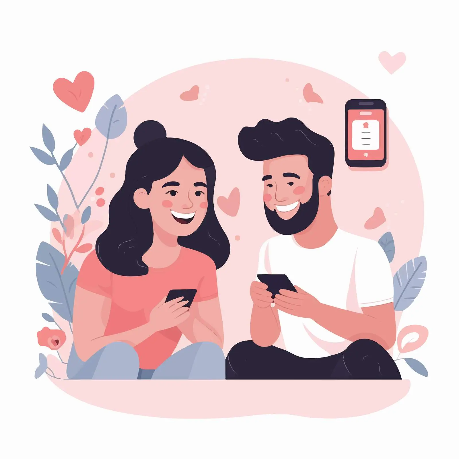 Cute Couple Video Chatting with Friends — free download from Dotvec