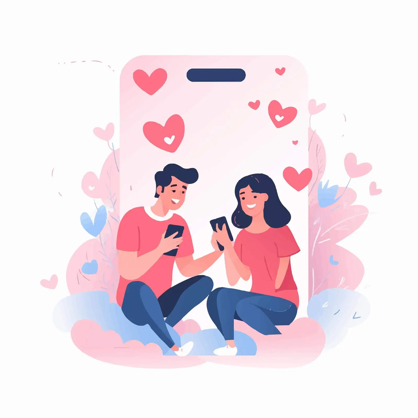Cute Couple Video Chatting via Smartphone — free download from Dotvec