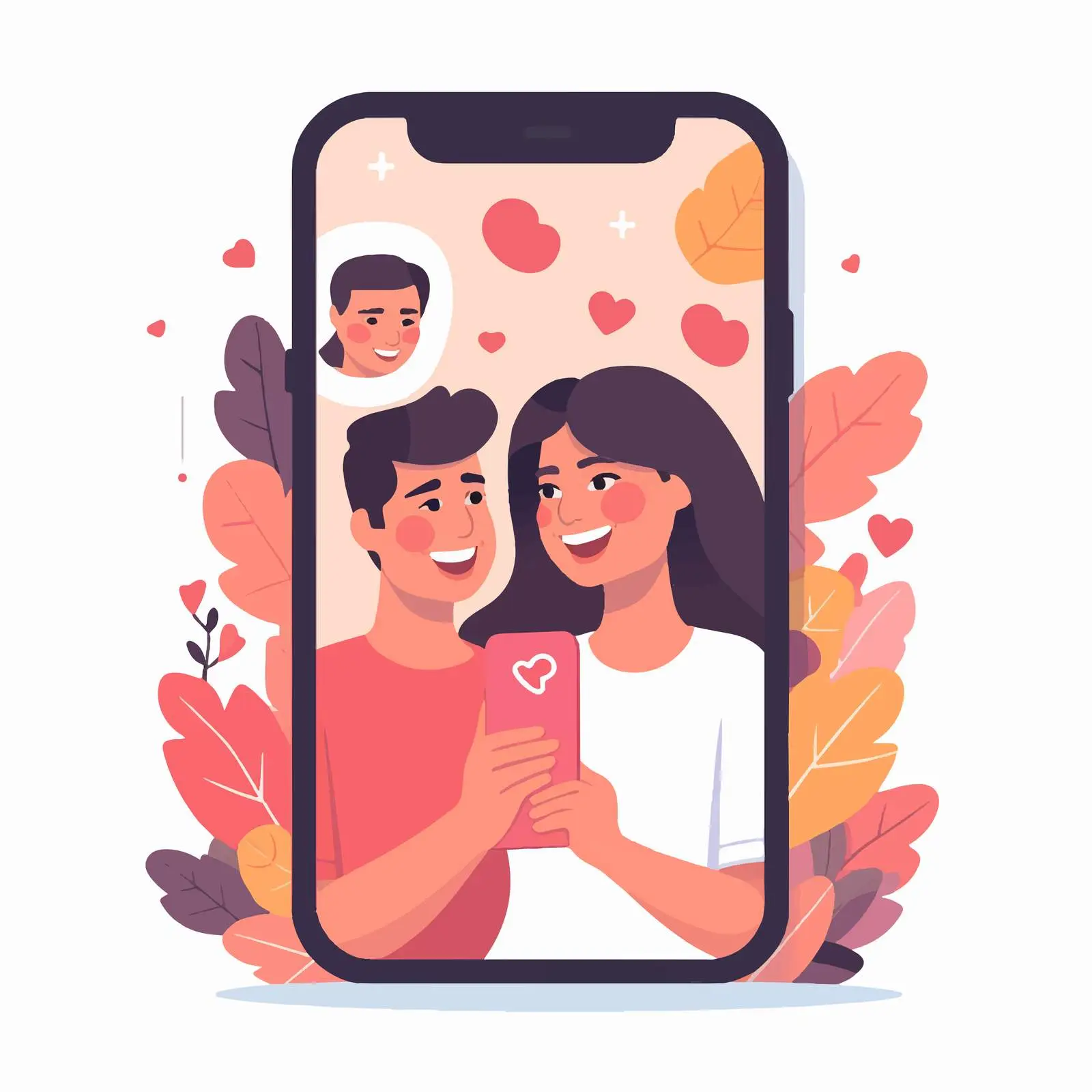 Couple Video Chatting with Friends on Smartphone — free download from Dotvec