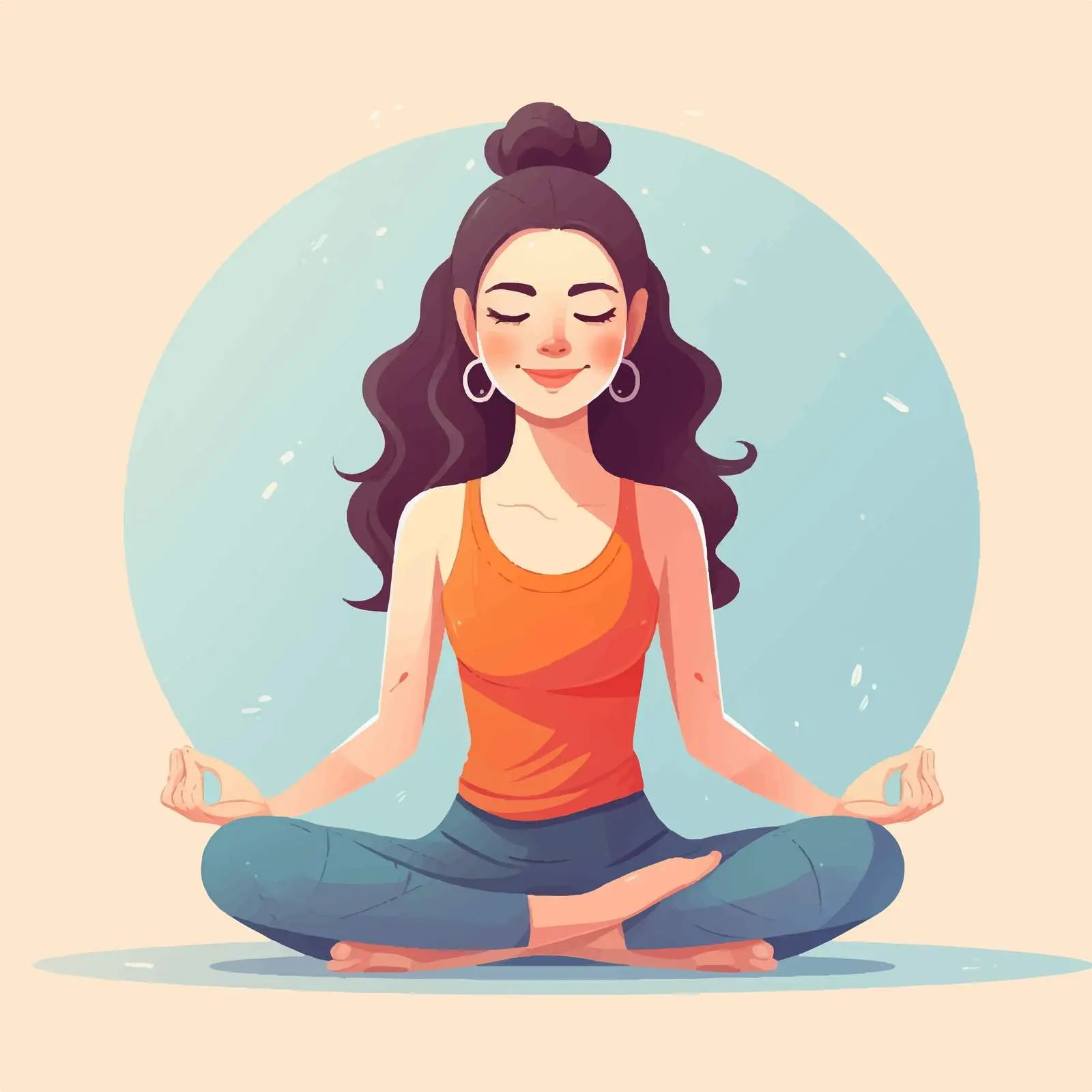 Funny Cartoon Girl in Matsyendrasana Pose — free download from Dotvec