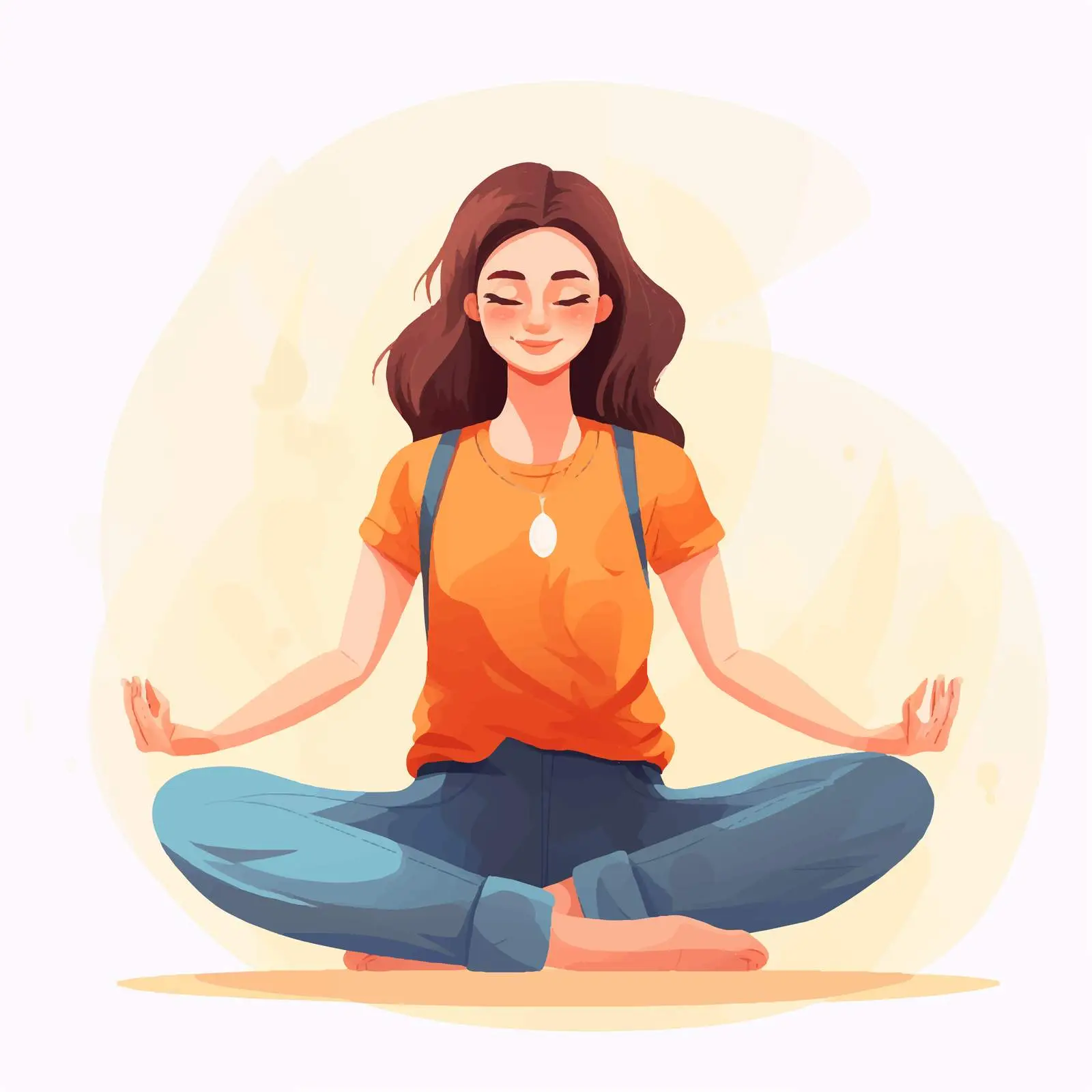 Playful Cartoon Girl in Yoga Matsyendrasana Pose — free download from Dotvec