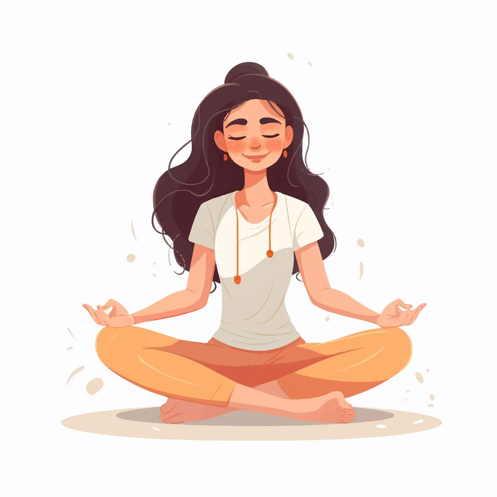 Cute Cartoon Girl in Matsyendrasana Pose — free download from Dotvec