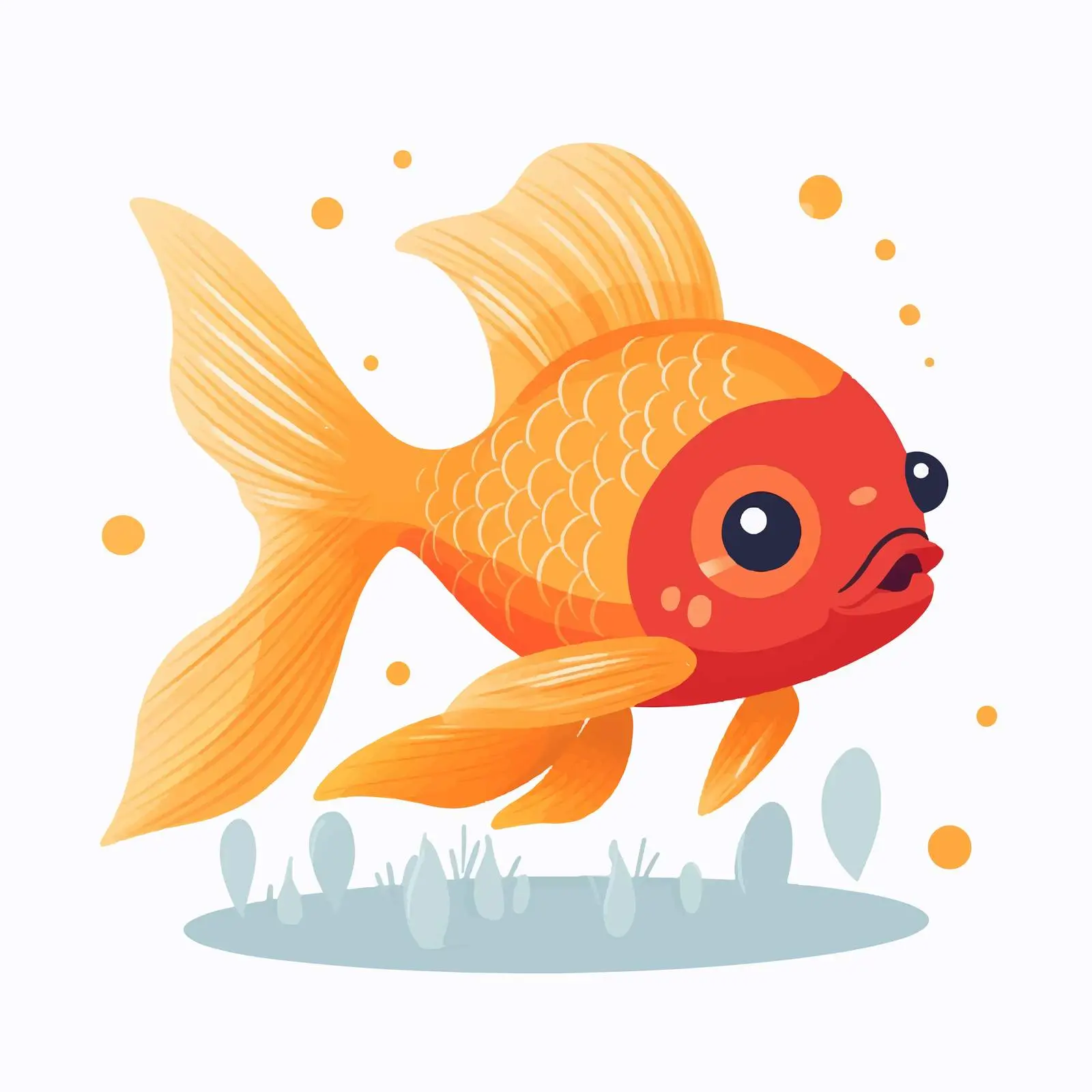 Cute Comic Goldfish Swimming Vector Illustration – free cartoon ocean image from Dotvec