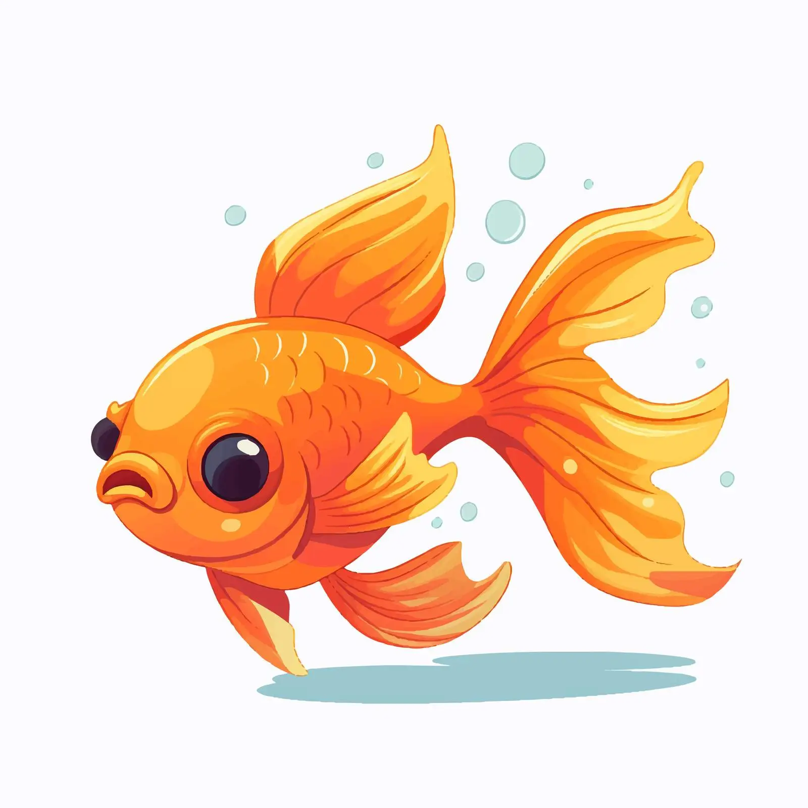 Cute Funny Goldfish Swimming in a Comic Style — free download from Dotvec