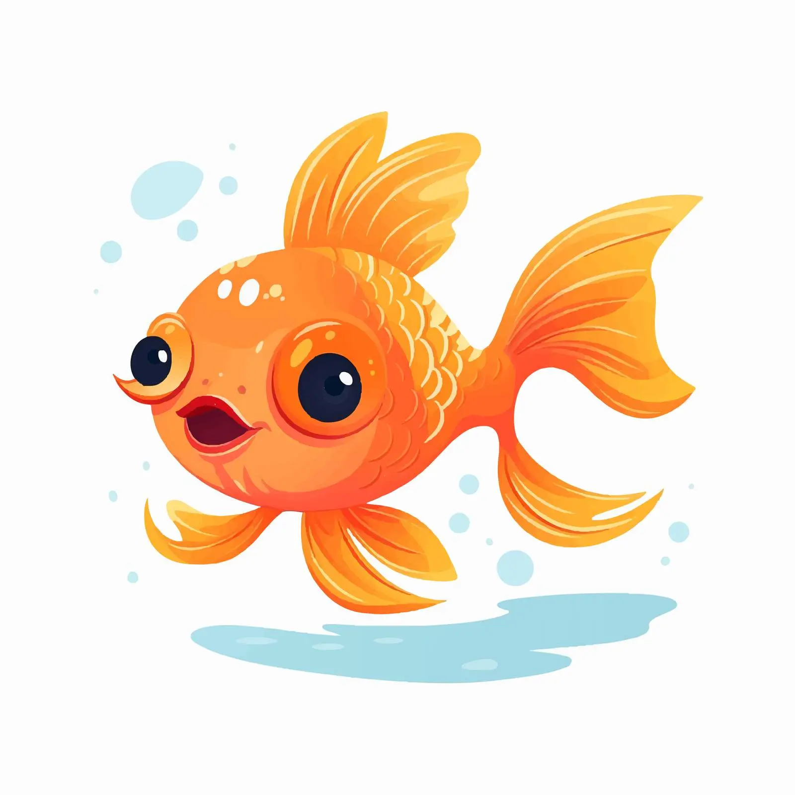 Cute Comic Goldfish Swimming Cartoon — free download from Dotvec