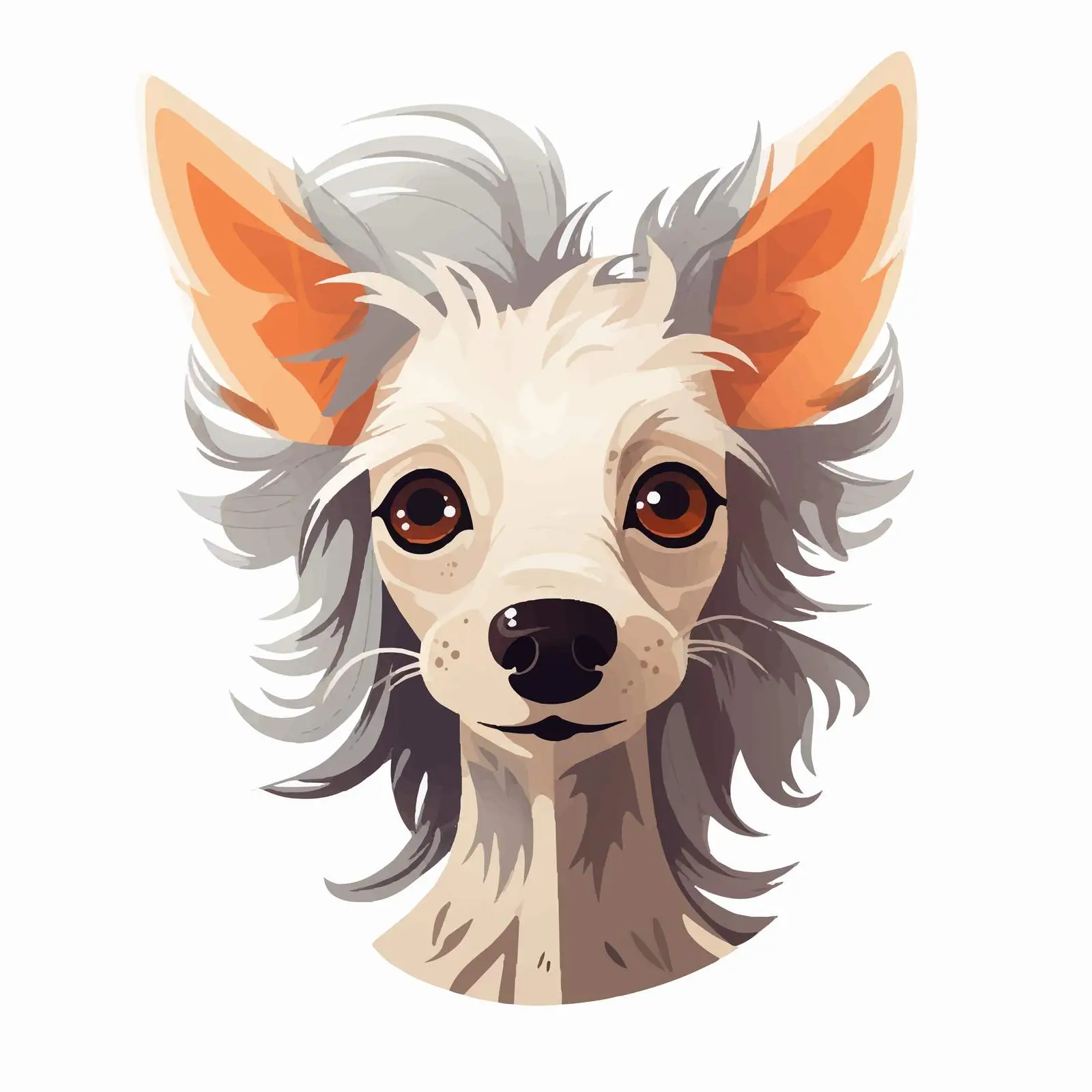 Adorable Chinese Crested Puppy Head Illustration — free download from Dotvec