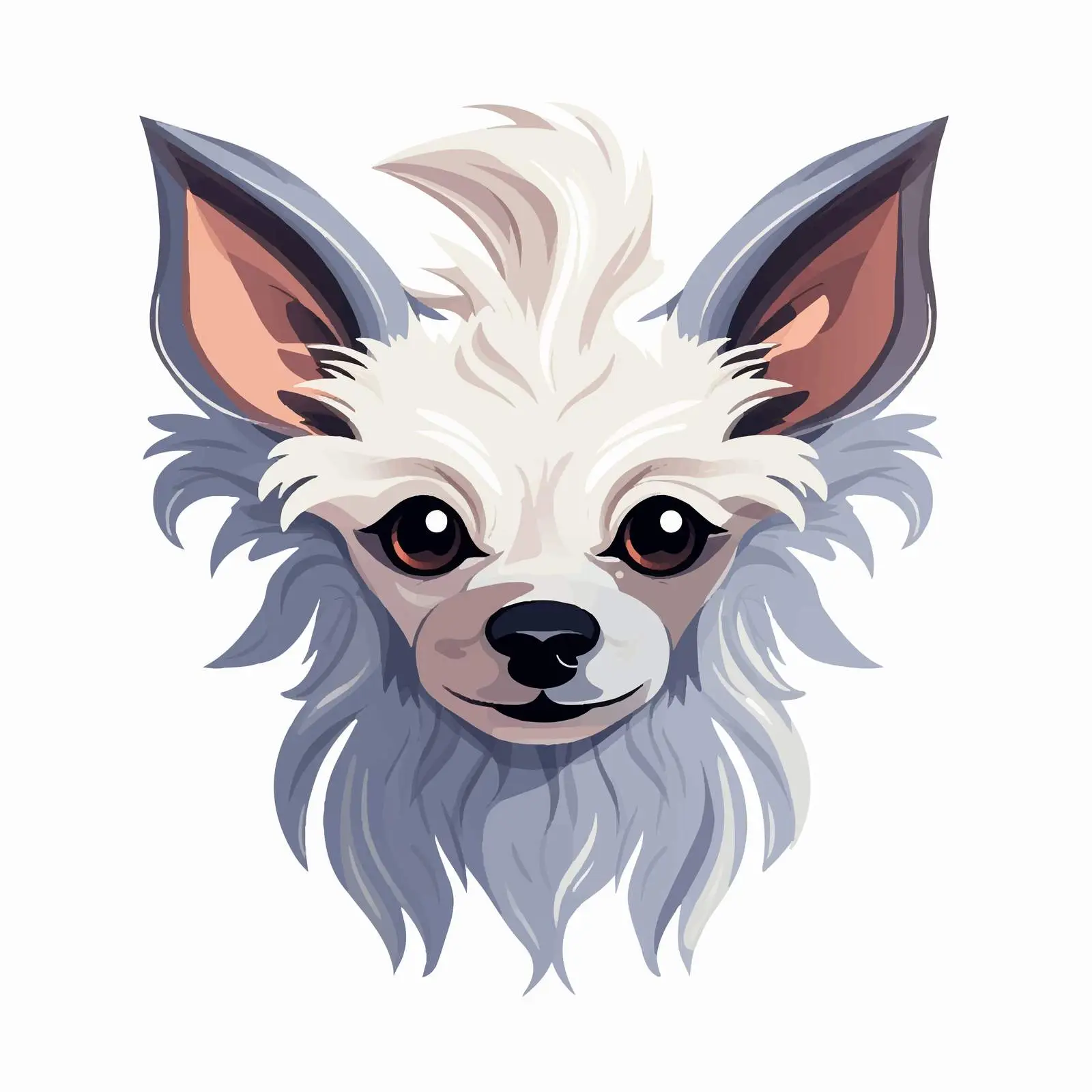 Cute Chinese Crested Puppy Head Illustration — free download from Dotvec