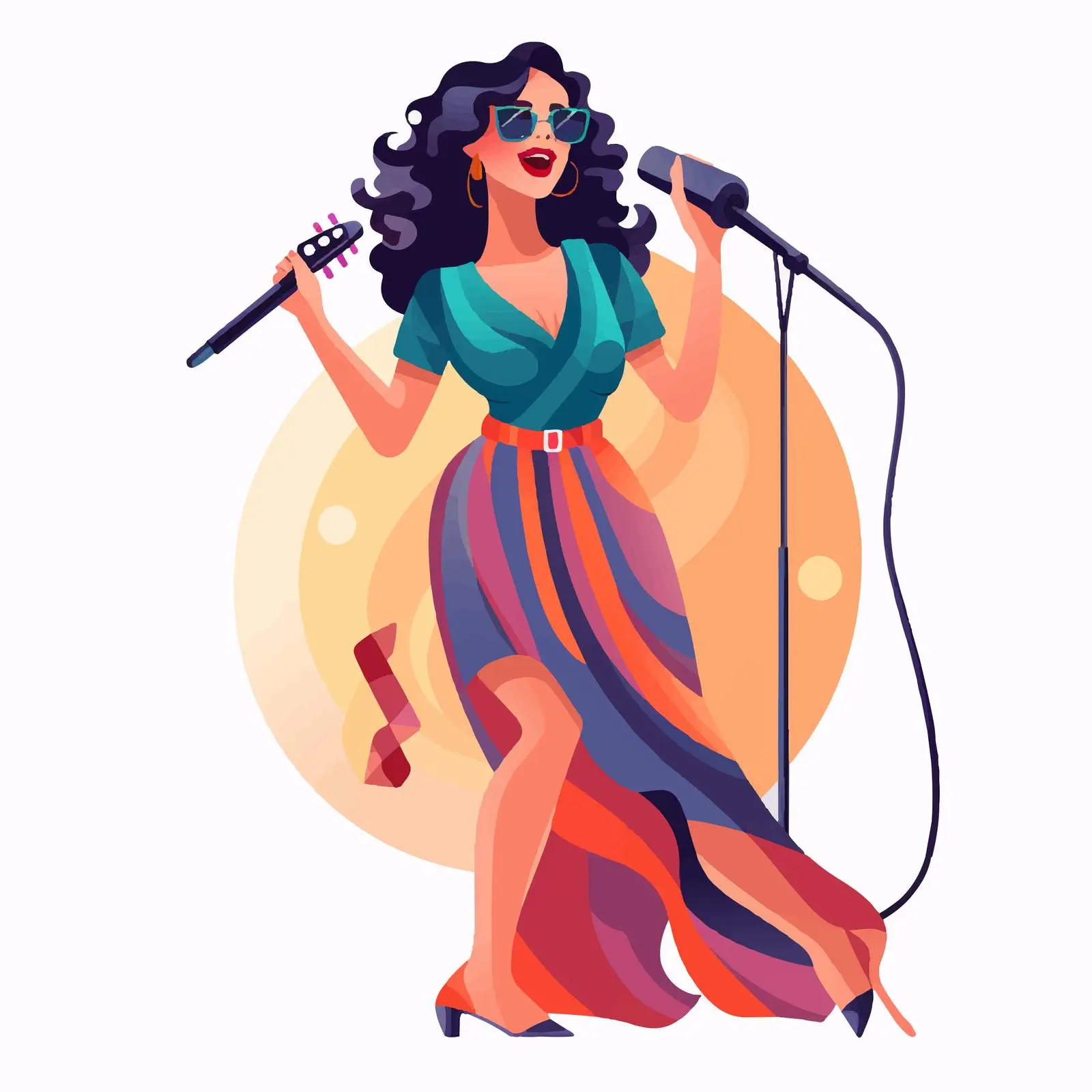 Cute Funny Rock Singer Pop Vocalist Illustration – free singer image from Dotvec