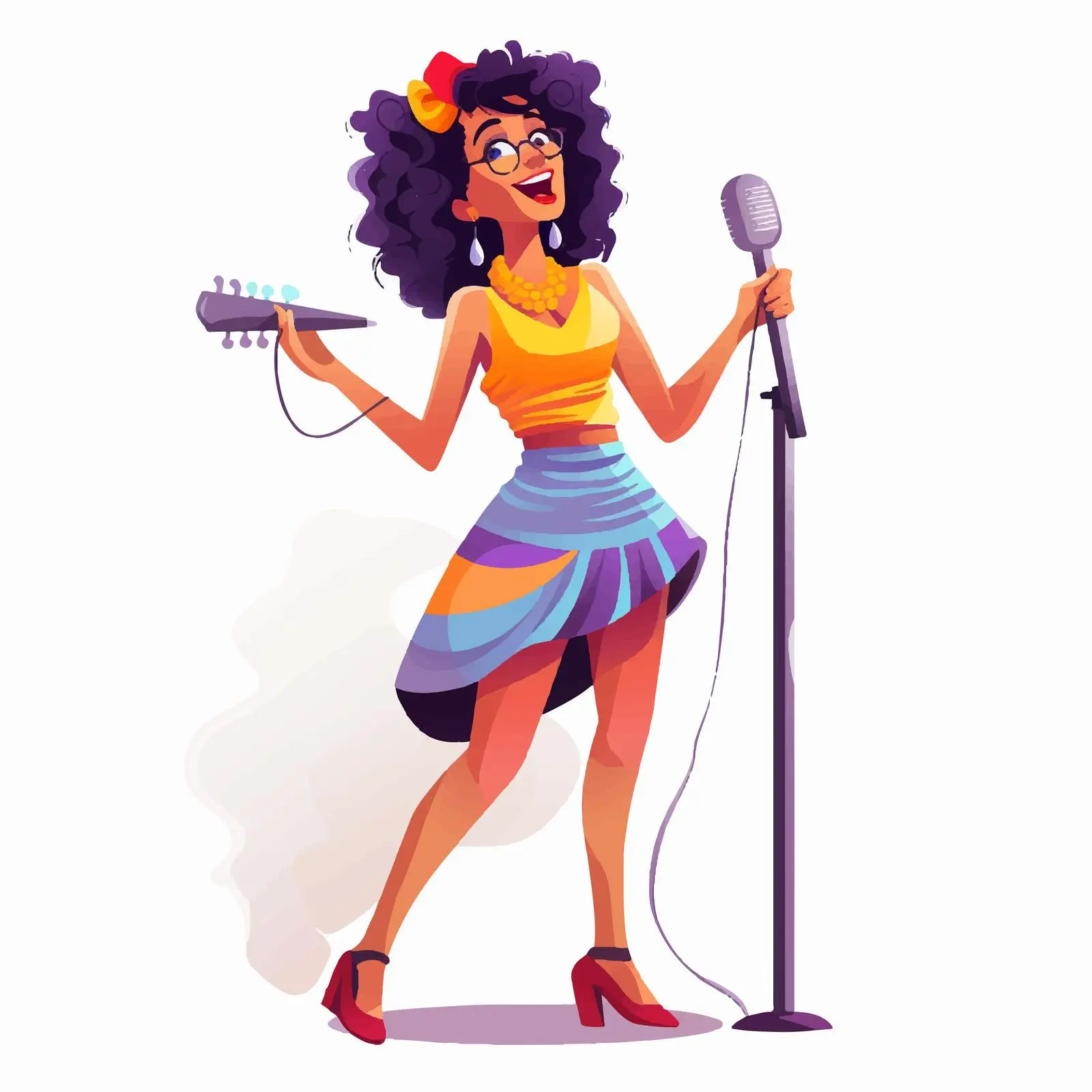 Cute Funny Rock Singer Illustration – free singer image from Dotvec