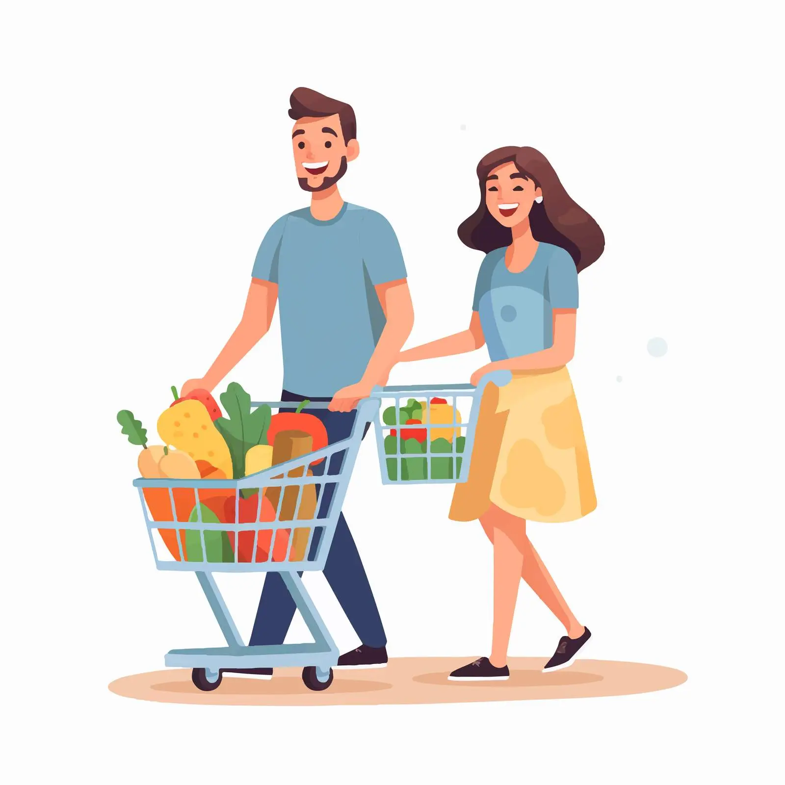 Young Couple Shopping Together with Humor — free download from Dotvec