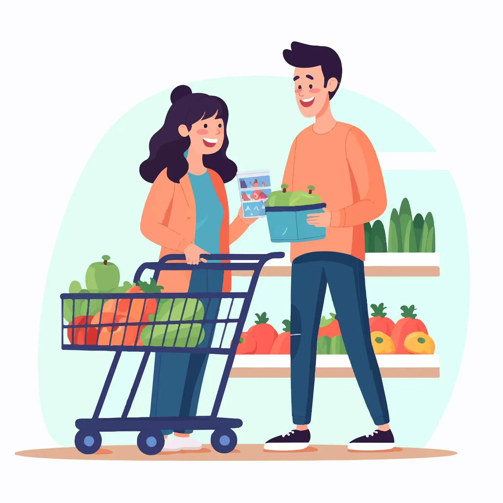 Funny Young Couple Shopping for Groceries – free spending image from Dotvec