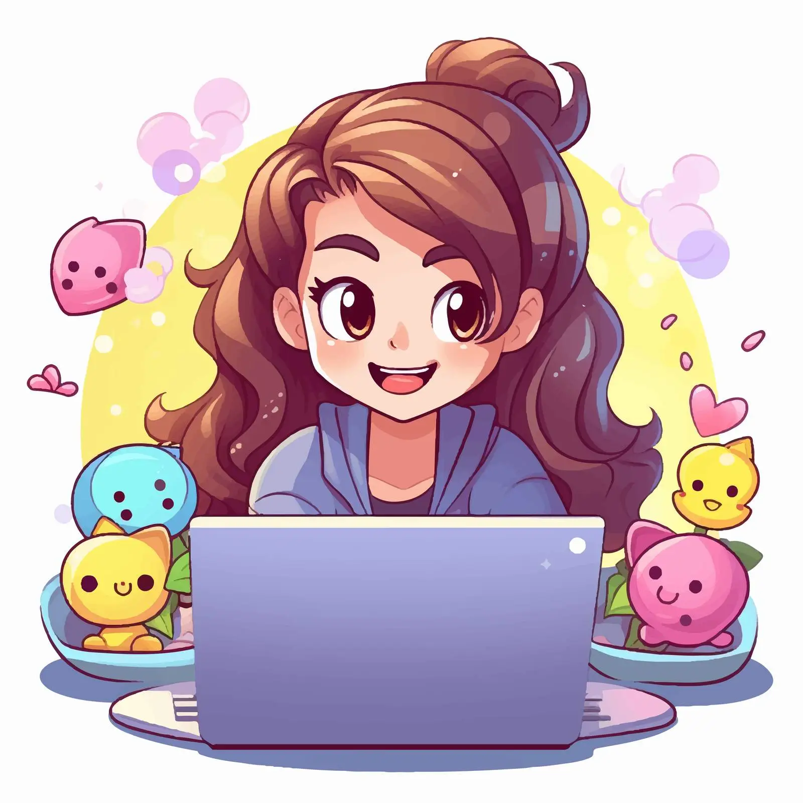 Cute Girl Browsing Social Media on Laptop — free download from Dotvec
