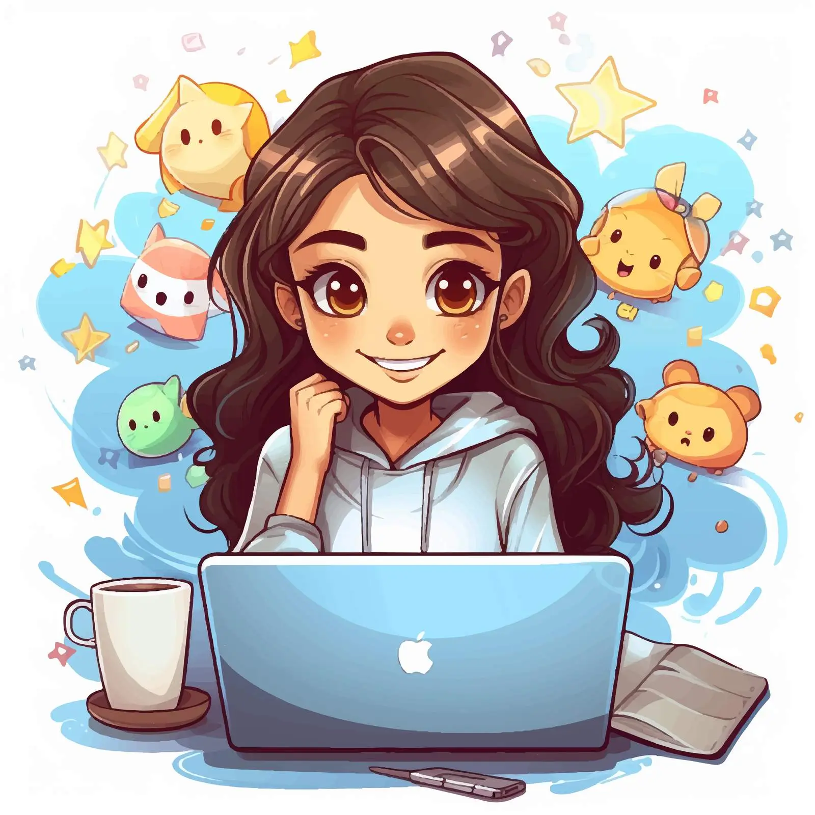 Cute Girl Using Laptop for Social Media — free download from Dotvec