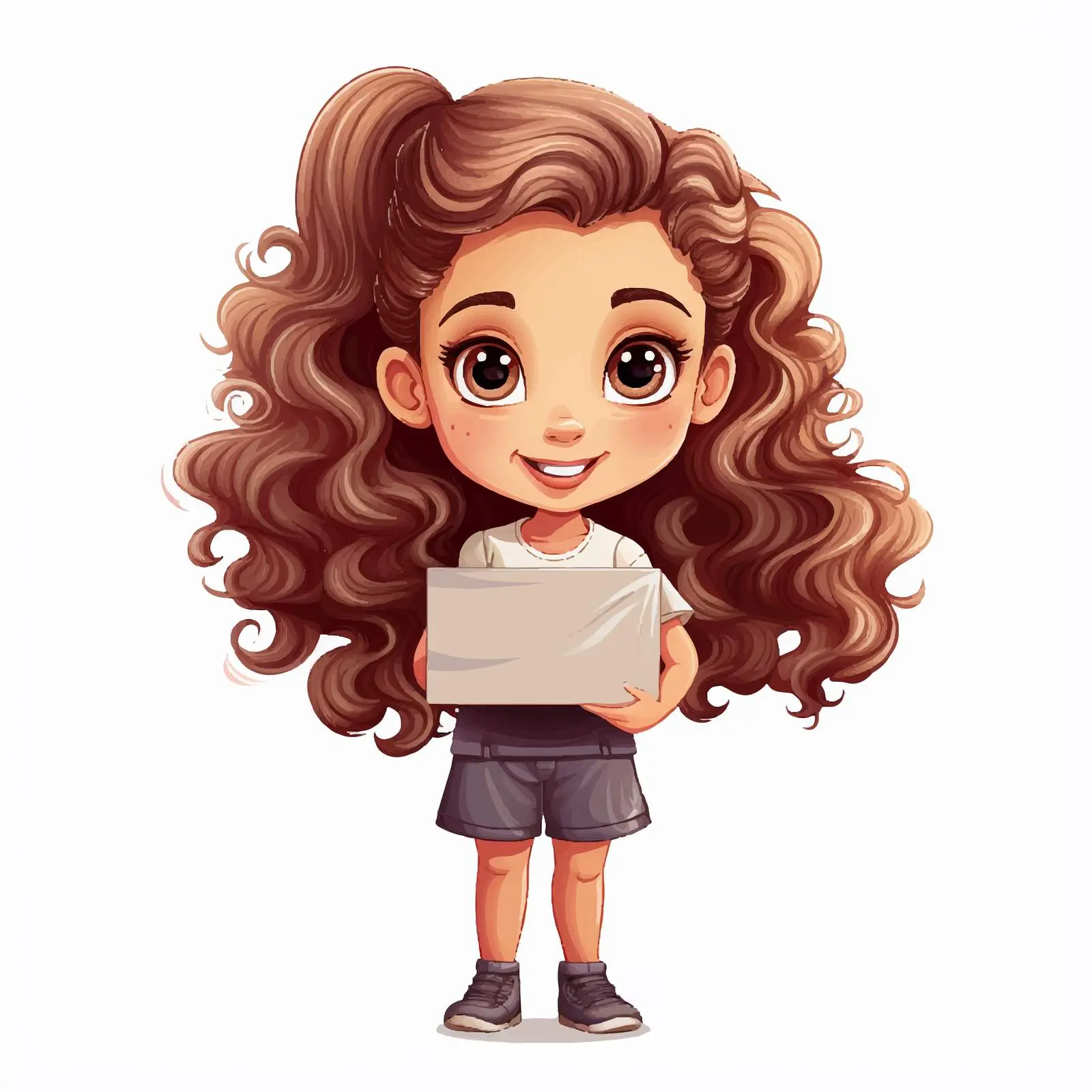 Cute Cartoon Girl with Curly Pigtails – free pigtail hairstyle image from Dotvec