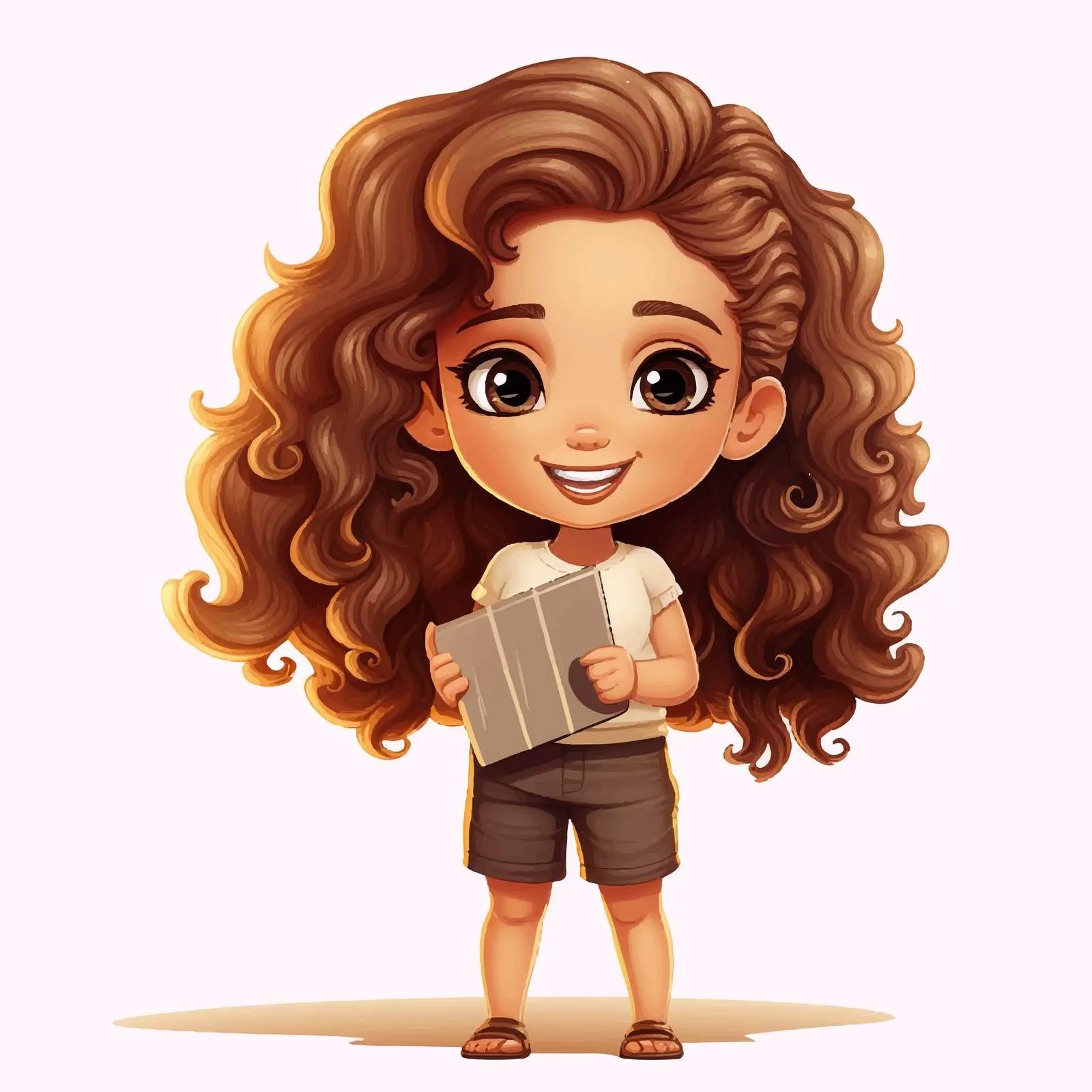 Cute Cartoon Girl with Curly Pigtail Hairstyle — free download from Dotvec