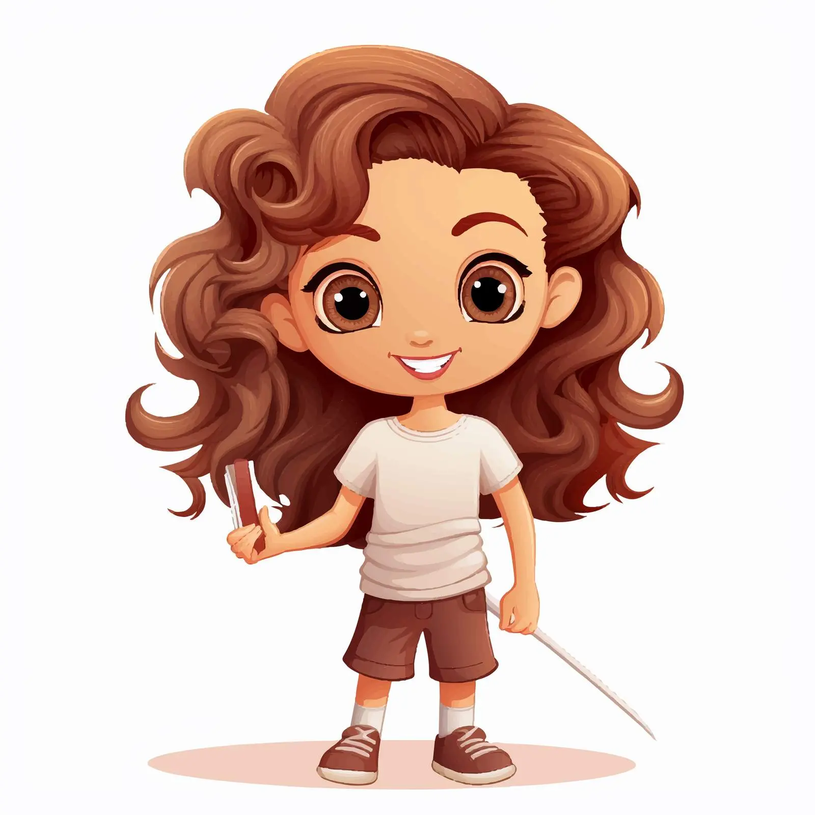 Cute Cartoon Girl with Curly Pigtails — free download from Dotvec