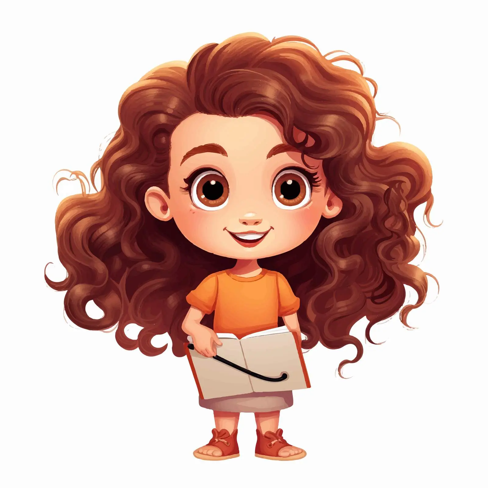 Cute Cartoon Girl with Curly Pigtails — free download from Dotvec