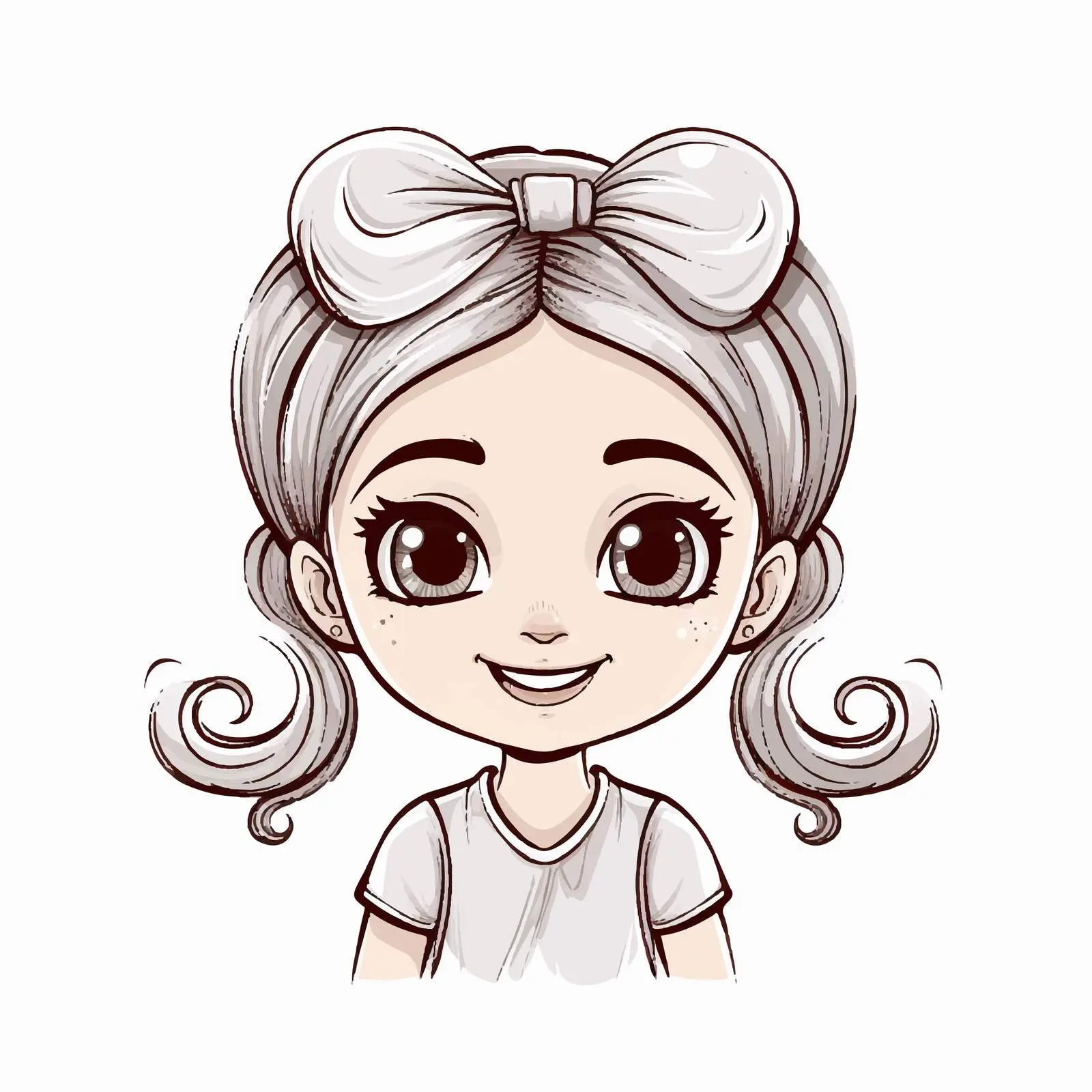 Cute Cartoon Girl with Fancy Head Accessory — free download from Dotvec