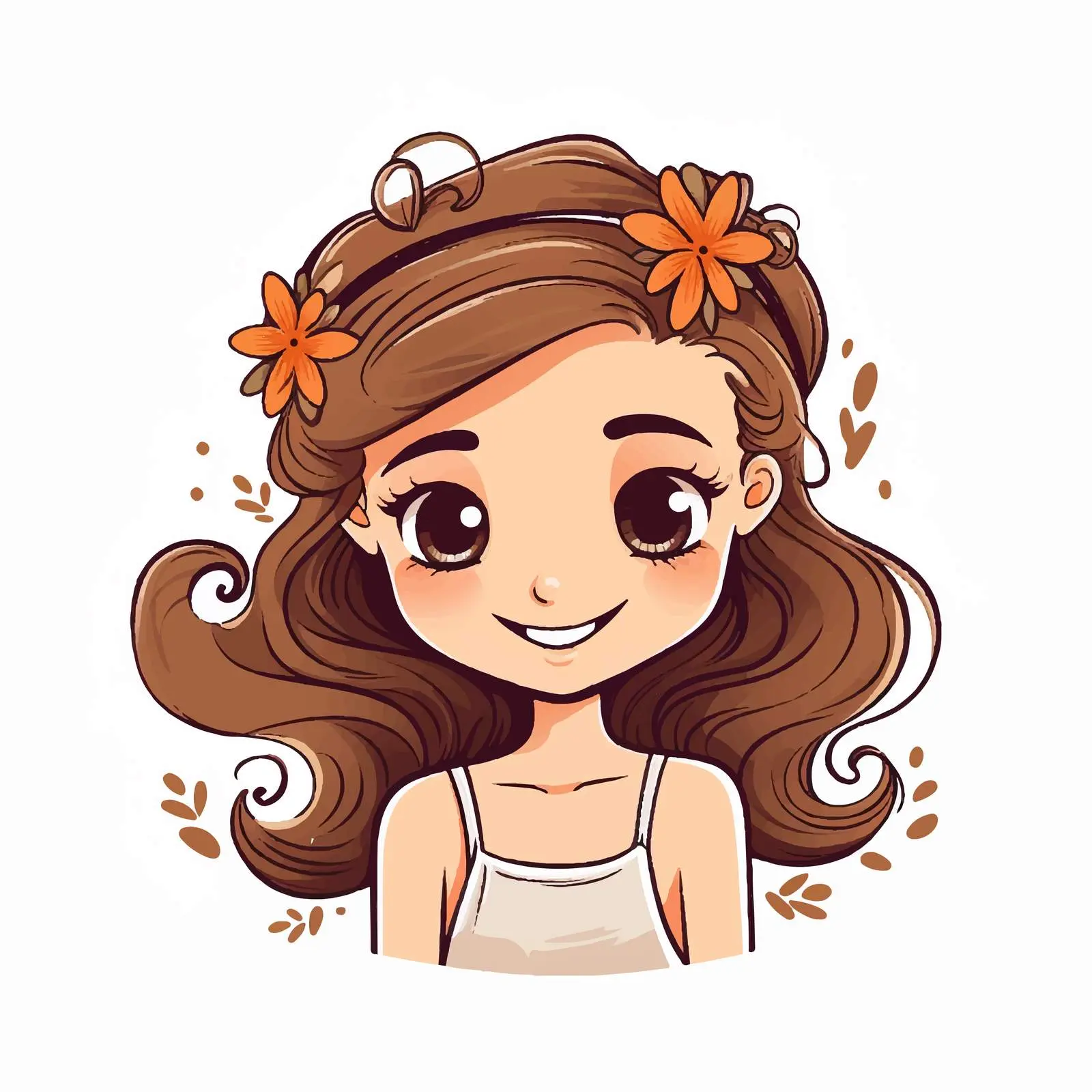 Cute Cartoon Girl with Fancy Head Accessory — free download from Dotvec