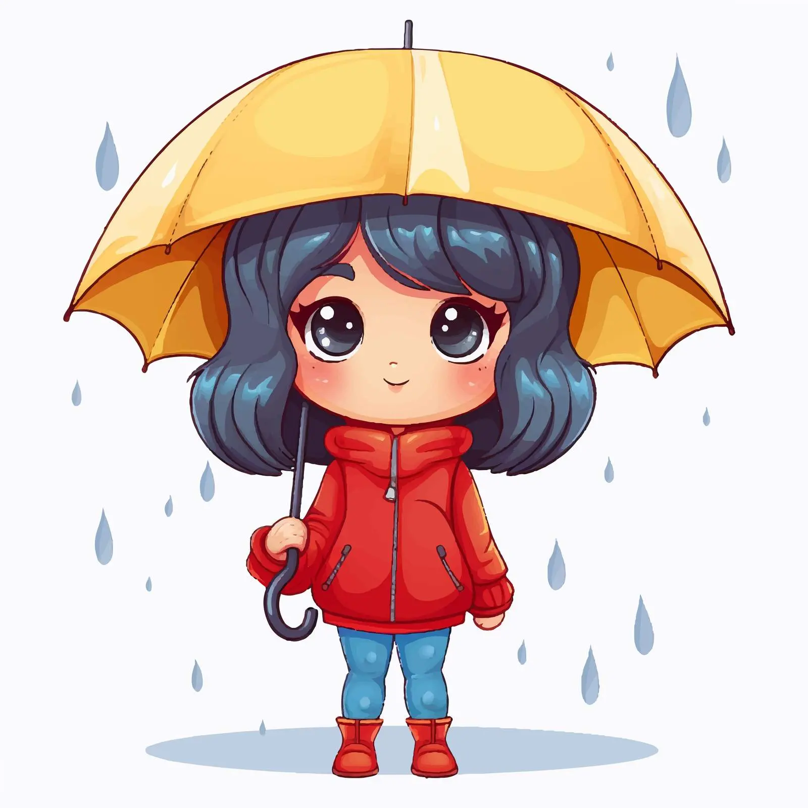 Cute Cartoon Girl Holding Umbrella Doodle — free download from Dotvec