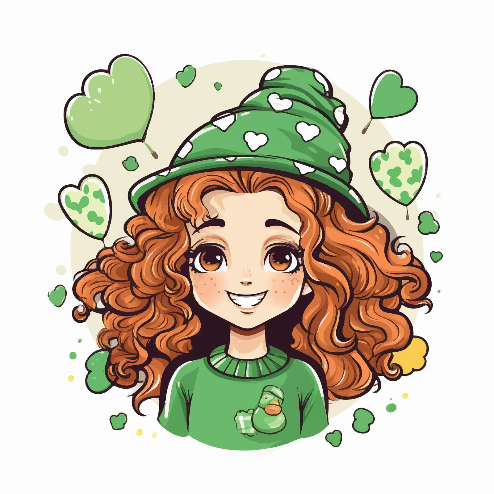 Cute Girl St. Patrick's Day Holiday Card — free download from Dotvec