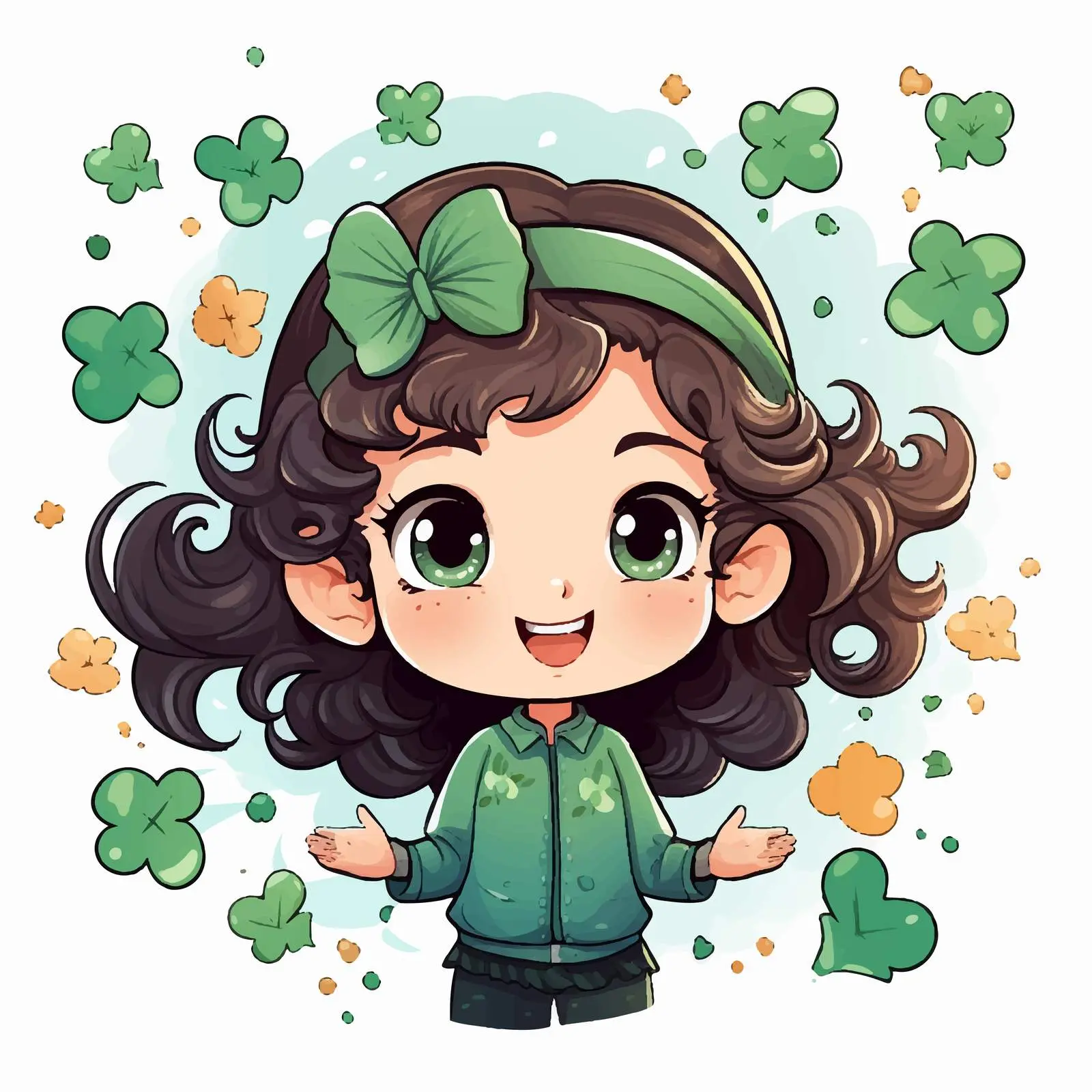 Cute Girl Saint Patrick's Day Holiday Card — free download from Dotvec