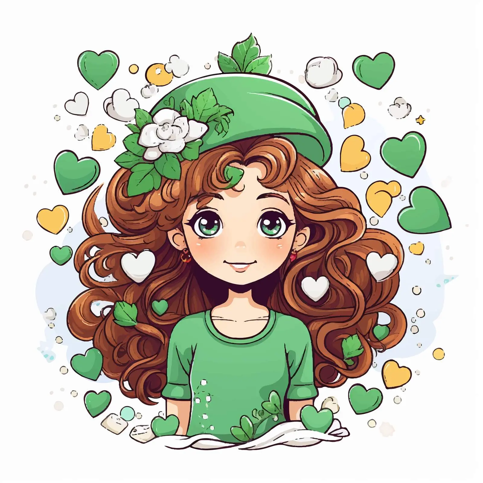 Cute Girl Saint Patrick's Day Holiday Card — free download from Dotvec