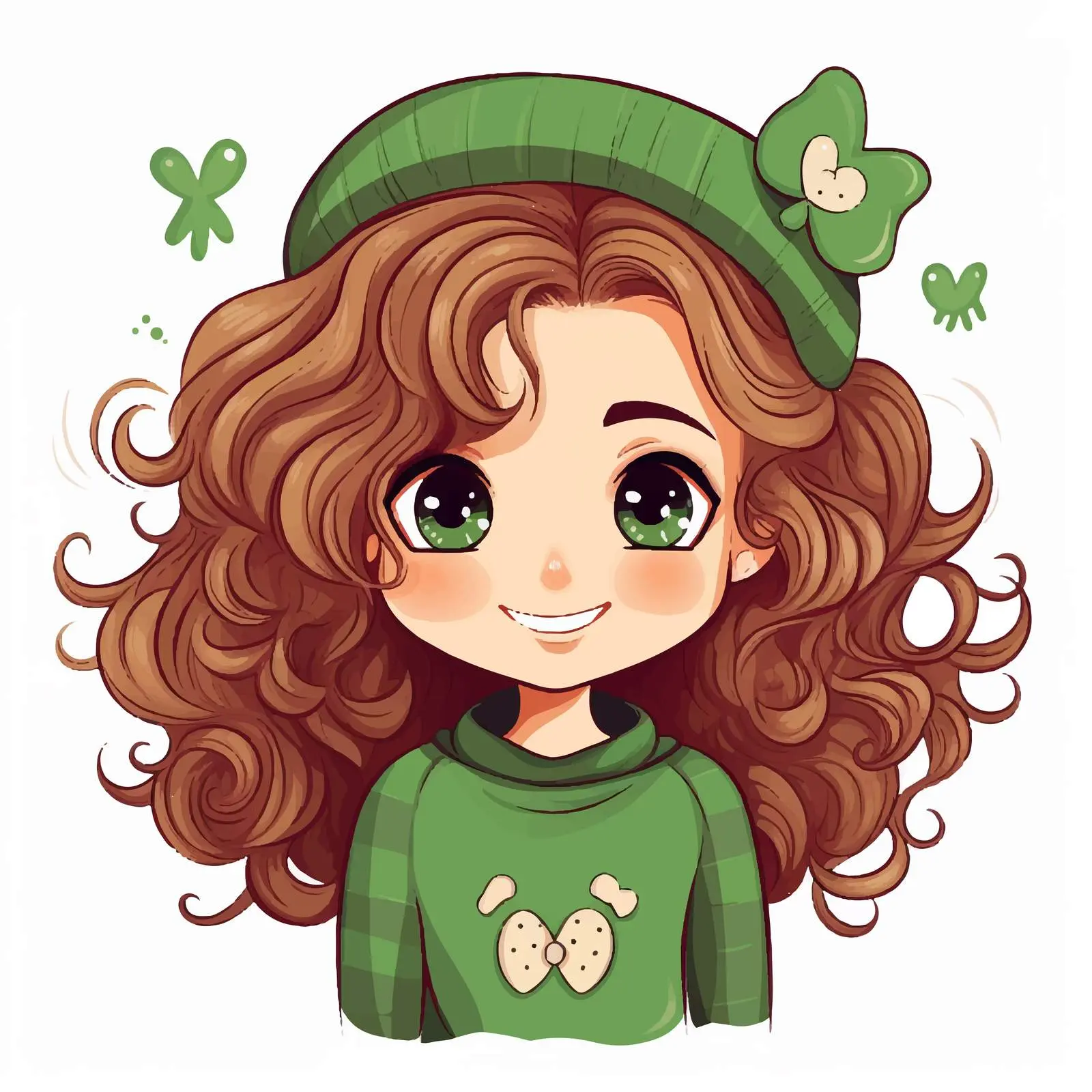 Cute Girl Saint Patrick's Day Holiday Card – free luck image from Dotvec