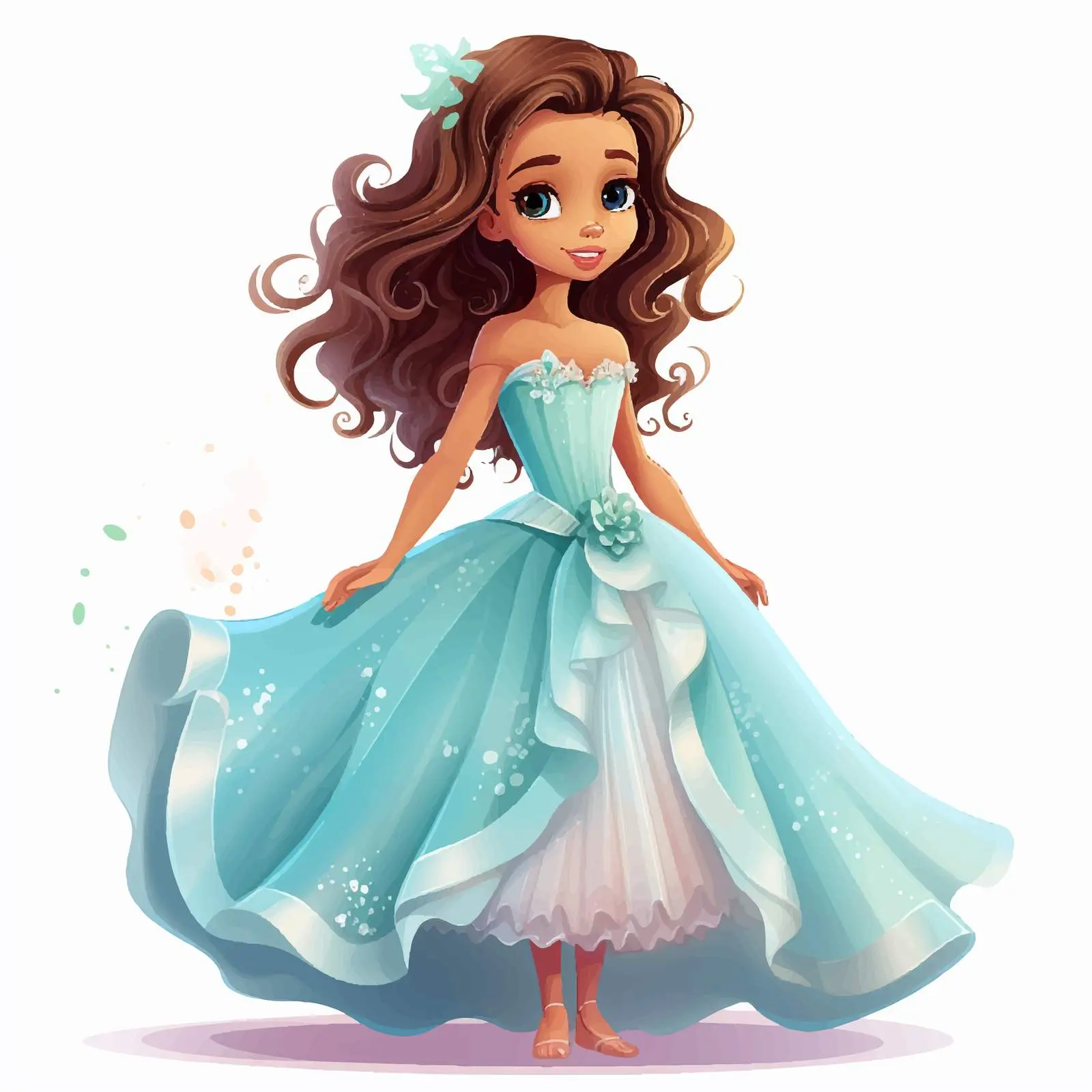 Cute Girl in Beautiful Dress Vector Illustration — free download from Dotvec
