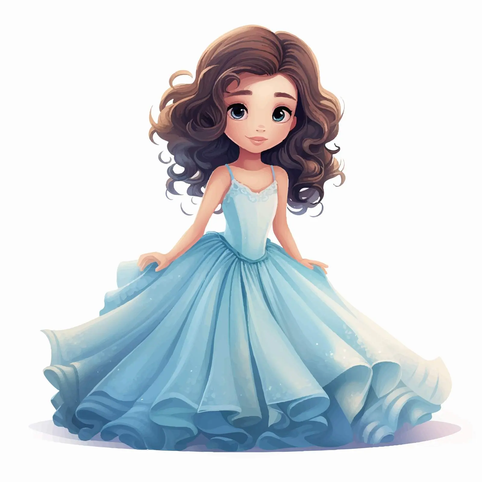 Cute Girl in Beautiful Dress Vector Illustration — free download from Dotvec