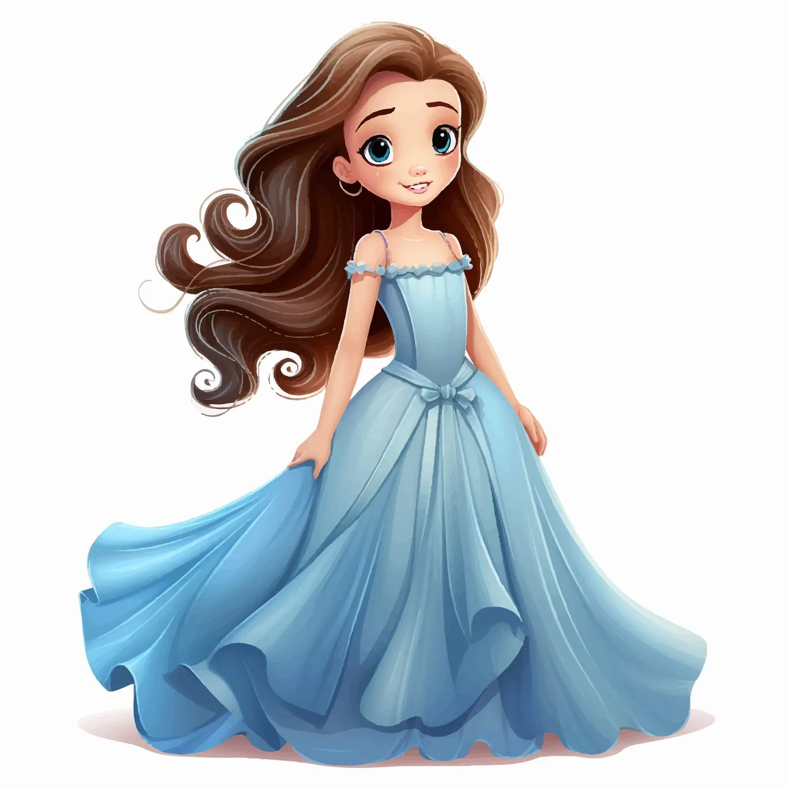 Cute Girl in Beautiful Dress Vector Illustration – free rendered image from Dotvec