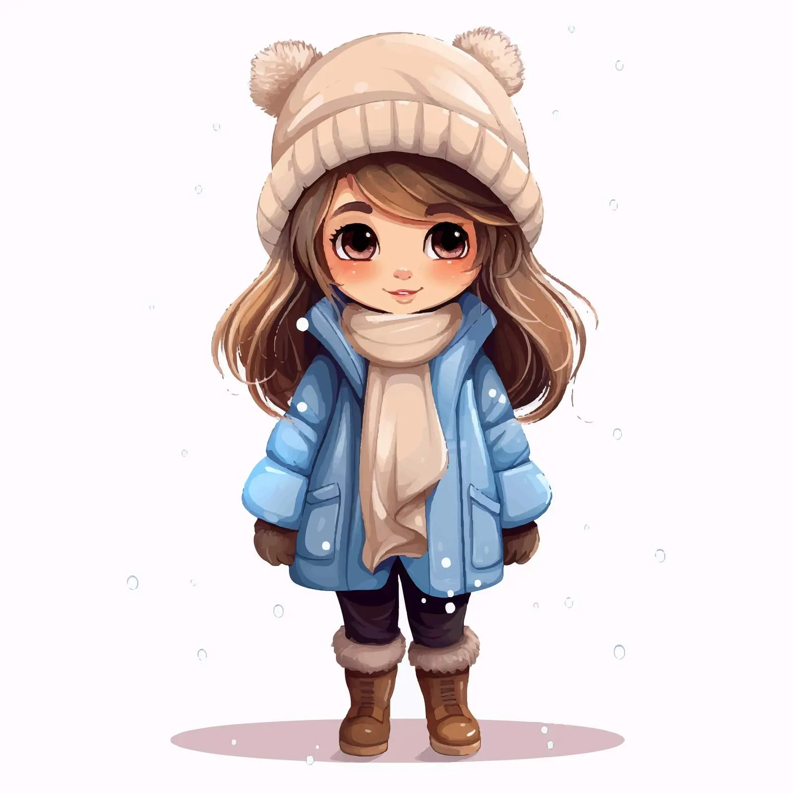 Cute Girl in Winter Outfit Cartoon Vector — free download from Dotvec