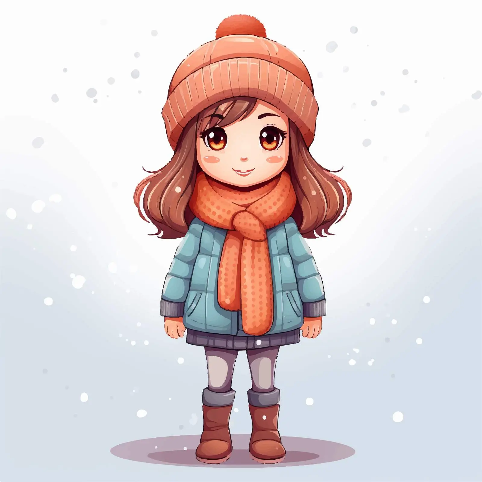 Cute Girl in Winter Outfit Cartoon Illustration — free download from Dotvec