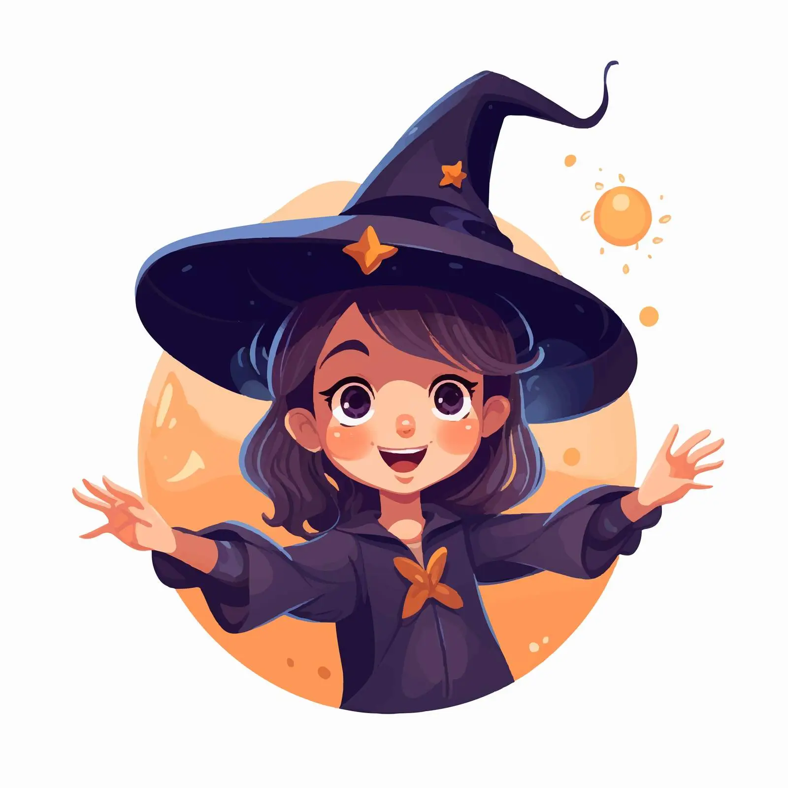 Cute Young Female Mage in Witch Hat — free download from Dotvec