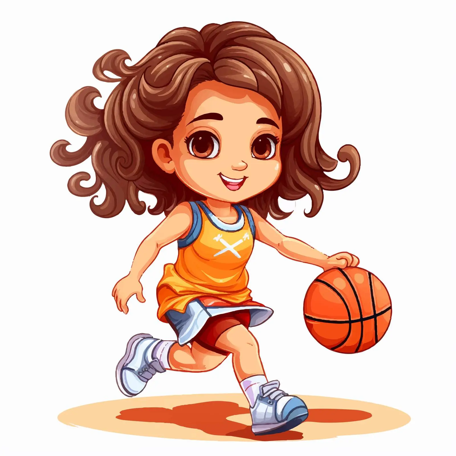 Cute Girl Playing Basketball Vector Illustration — free download from Dotvec