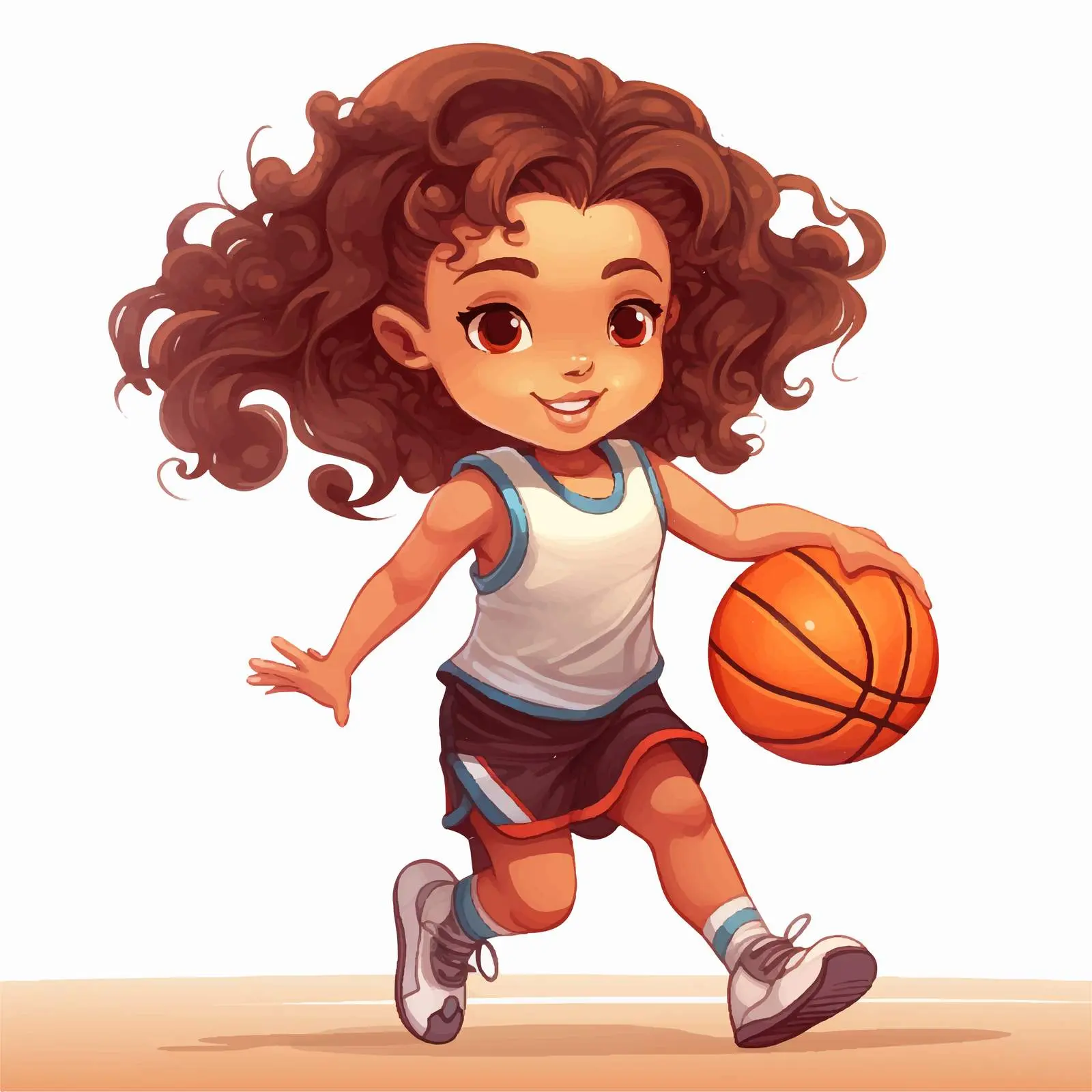 Cute Girl Playing Basketball Vector Illustration — free download from Dotvec