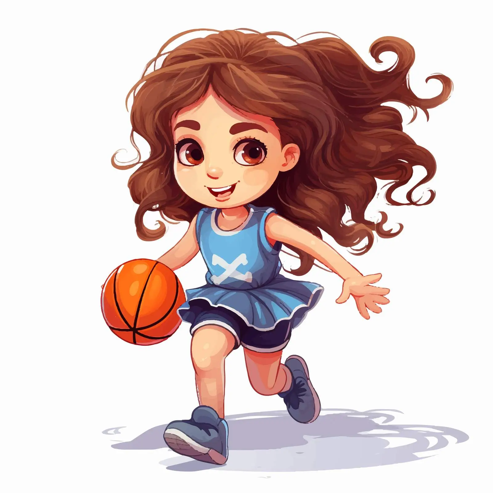 Cute Girl Playing Basketball Vector Illustration — free download from Dotvec