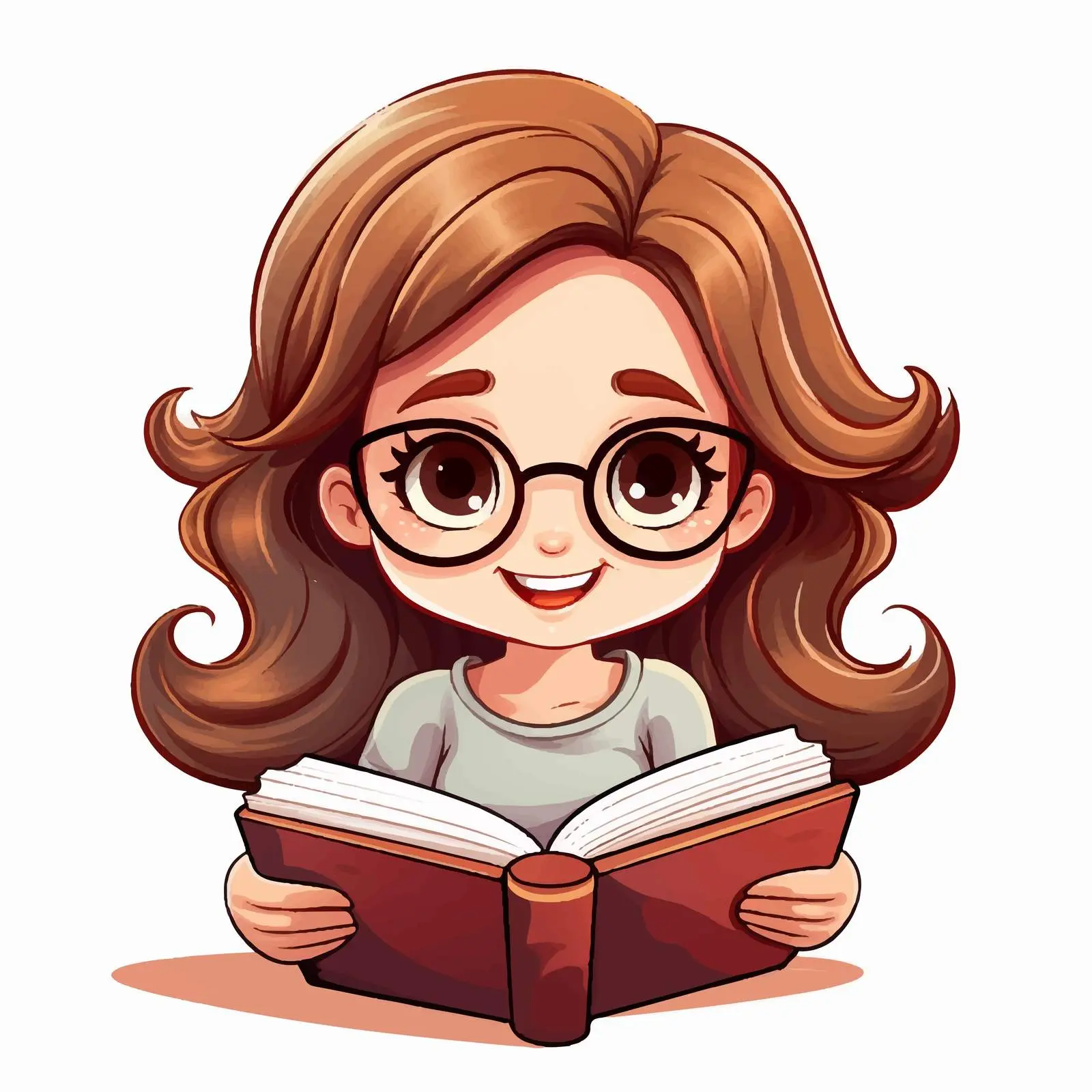 Cute Girl Reading Book Doodle Illustration — free download from Dotvec